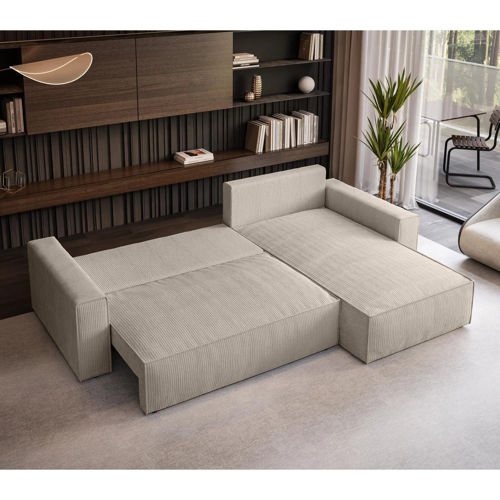 Beautysofa Ecksofa mit Schlaffuntion PARYS, mit Bettkasten und universelle Ottomane, Flappbar im modernen Design