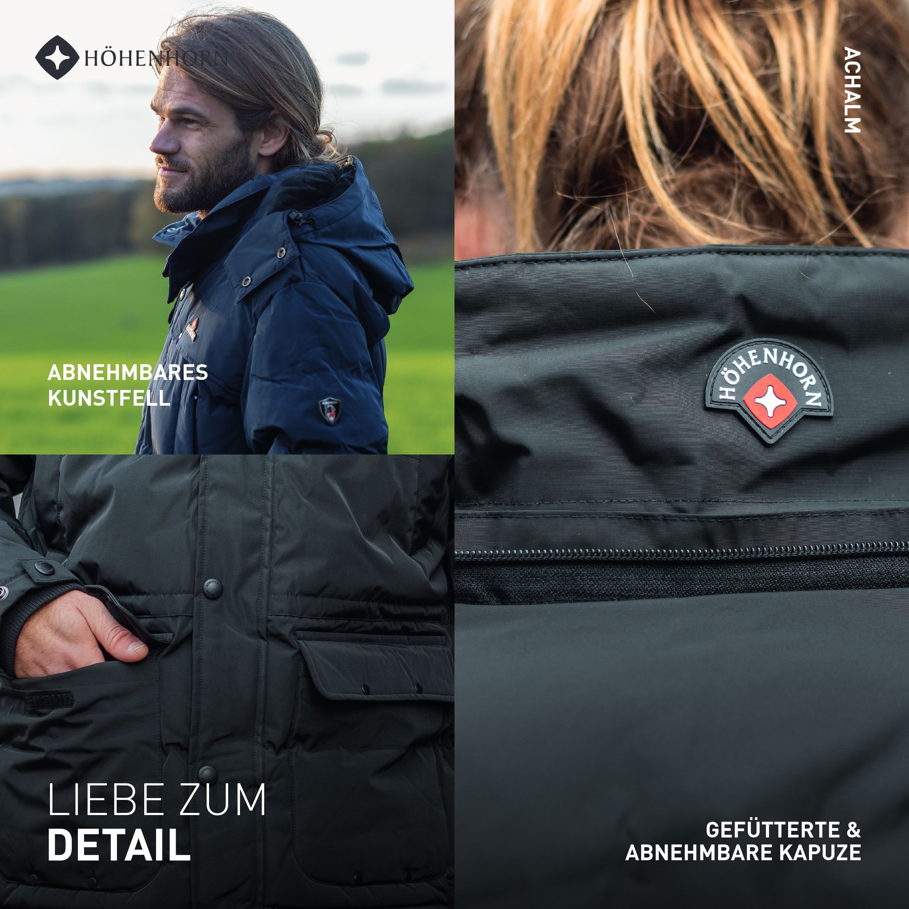Höhenhorn Winterjacke Achalm Herren Winter Jacke für Männer Quilted Steppjacke Gefüttert abnehmbarer Kunstfellkragen sowie Kapuze, Microfleece Innenseite
