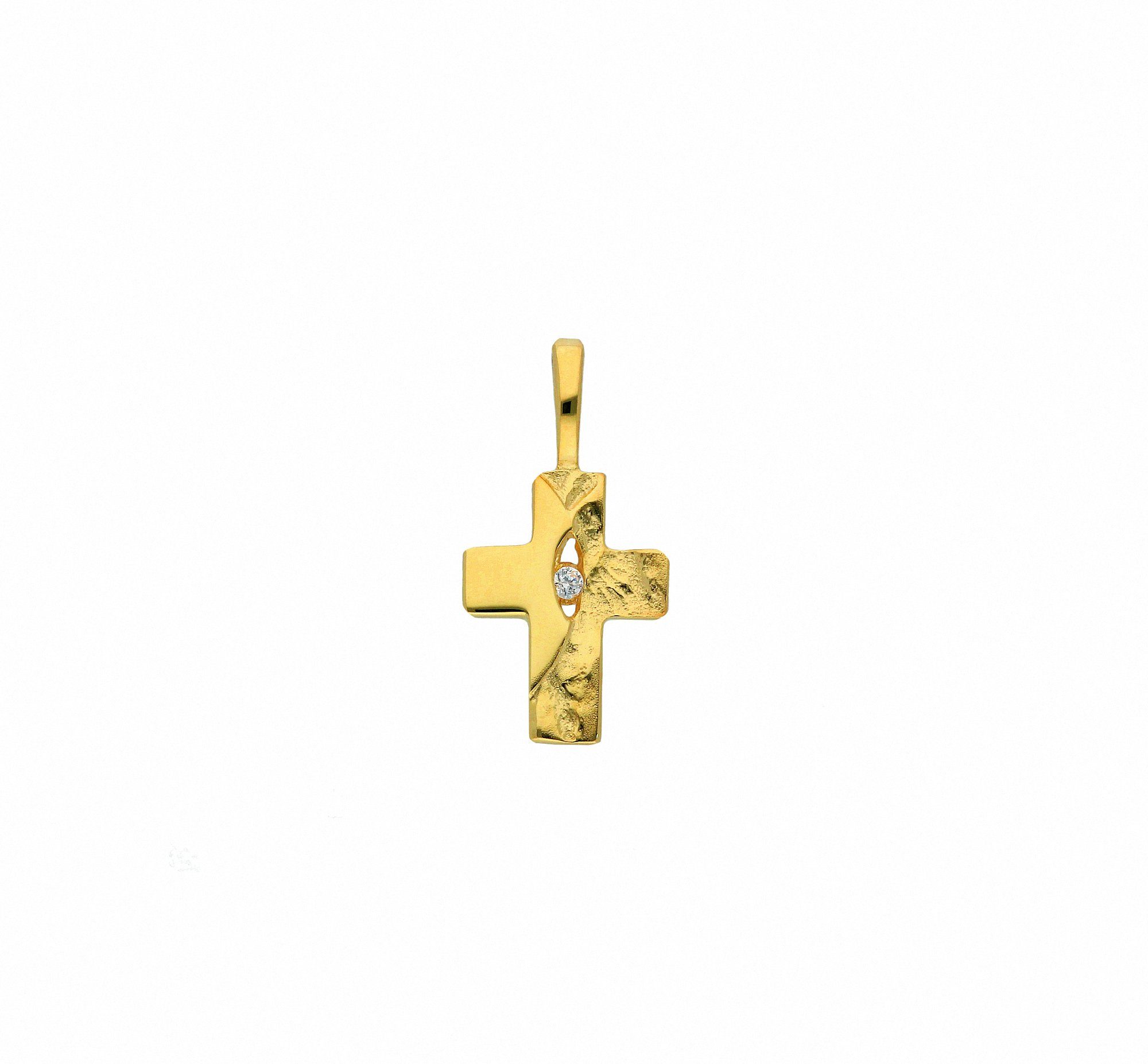 Adelia´s Kette ohne Anhänger 585 Gold Kreuz Anhänger mit Zirkonia,  Schmuckset - Set mit Halskette