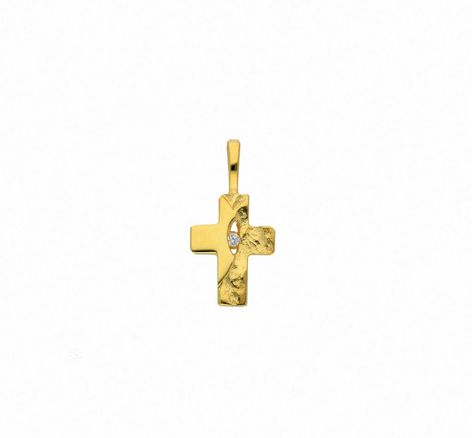 Adelia´s Kette ohne Anhänger 585 Gold Kreuz Anhänger mit Zirkonia,  Schmuckset - Set mit Halskette