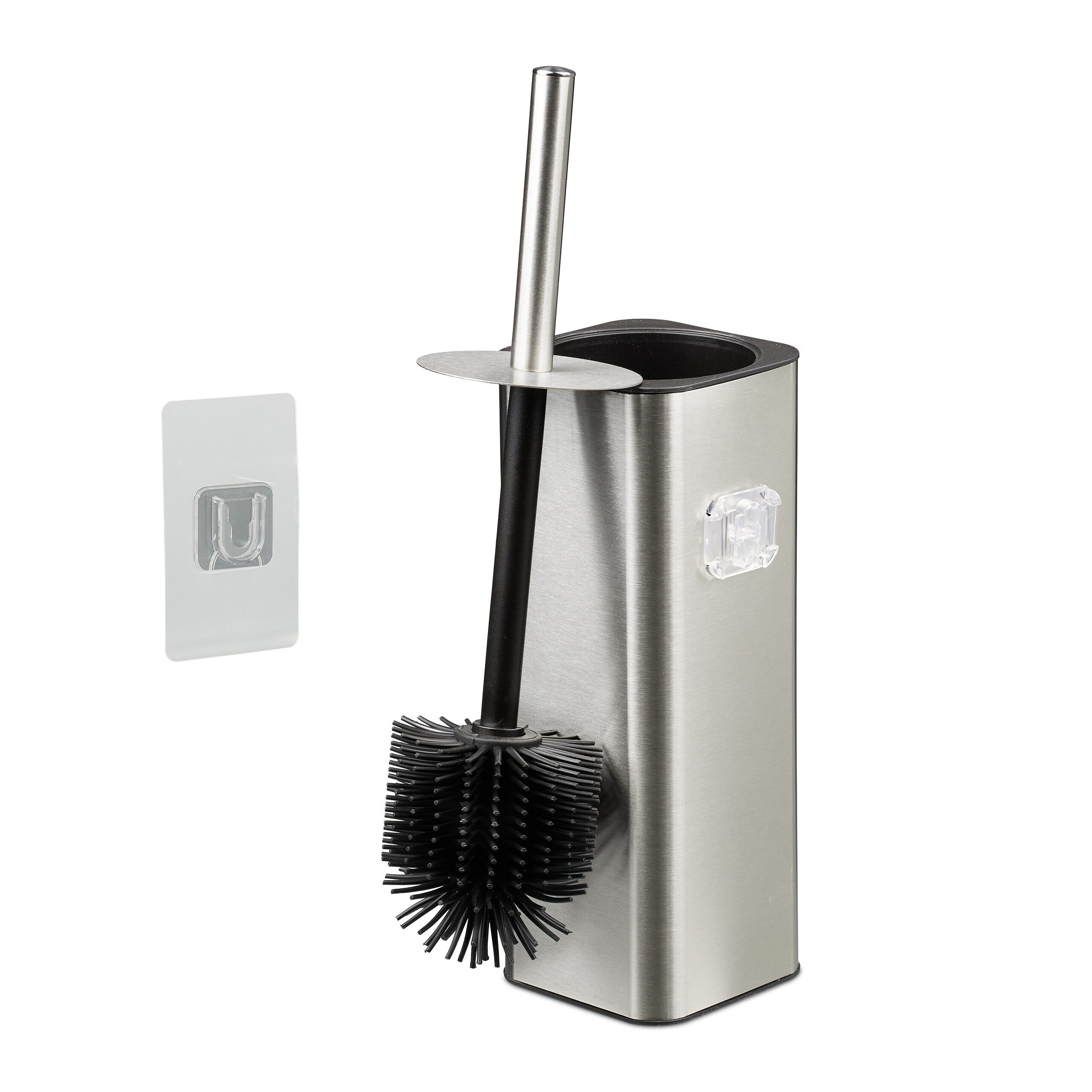 relaxdays WC-Garnitur Toilettenbürste zur Wandmontage, Gäste-WC, Badezimmer, (3-tlg), silber