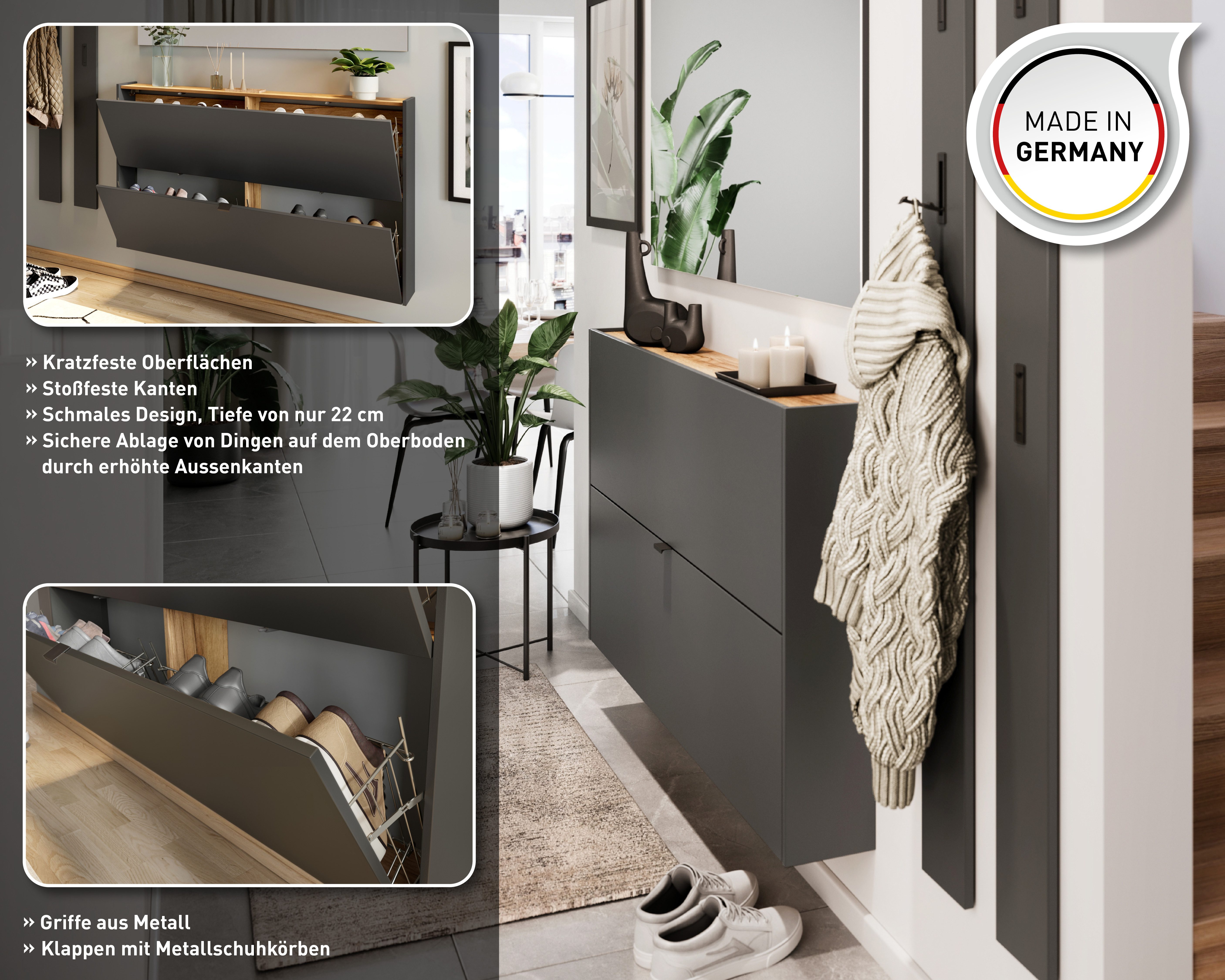 GERMANIA Schuhschrank Ameca (1-St) ideal für schmale Flure, Schuhkipper in Breite 140 cm