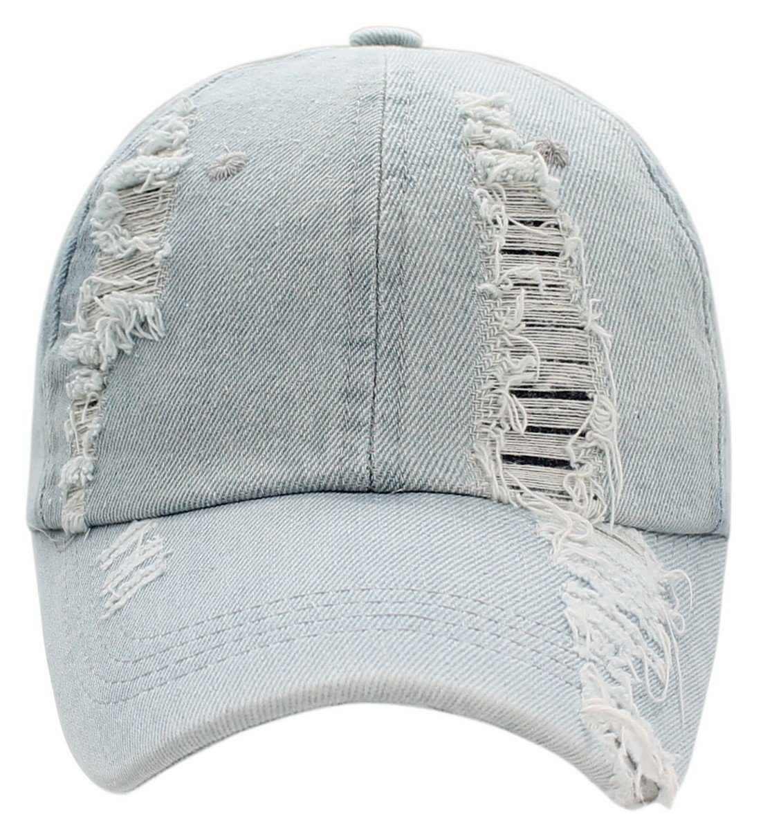 dy_mode Baseball K223-Hellblau Cap Schirmmütze Mütze Risse Destroyed Frauen Optik, Look Destroyed Herren Unisex Baseball Cap