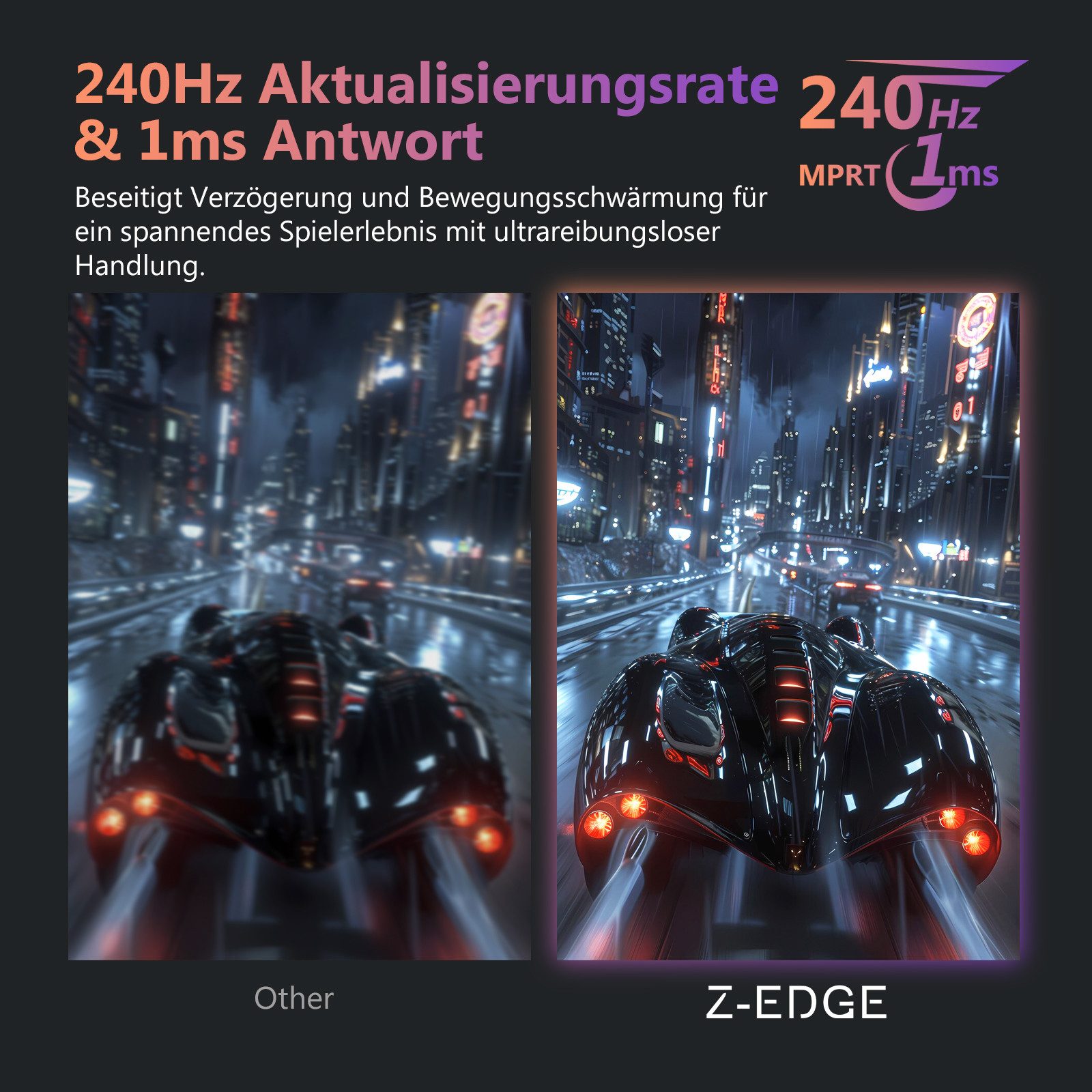 Z-EDGE 27 Zoll 240Hz 400cd/m² HDR10 Gaming-Monitor (69 cm/27 ", 1920x1080 px, FHD, 1 ms Reaktionszeit, 240 Hz, IPS)