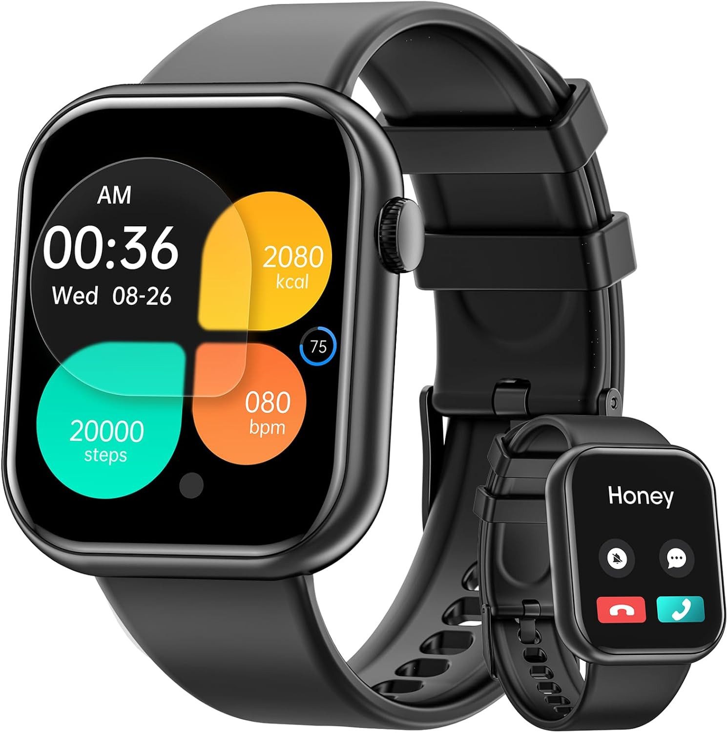 Hwagol G20 Smartwatch (4,6 cm, android ios), Smartwatch mit Bluetooth-Telefonie und 140+ Sportmodi