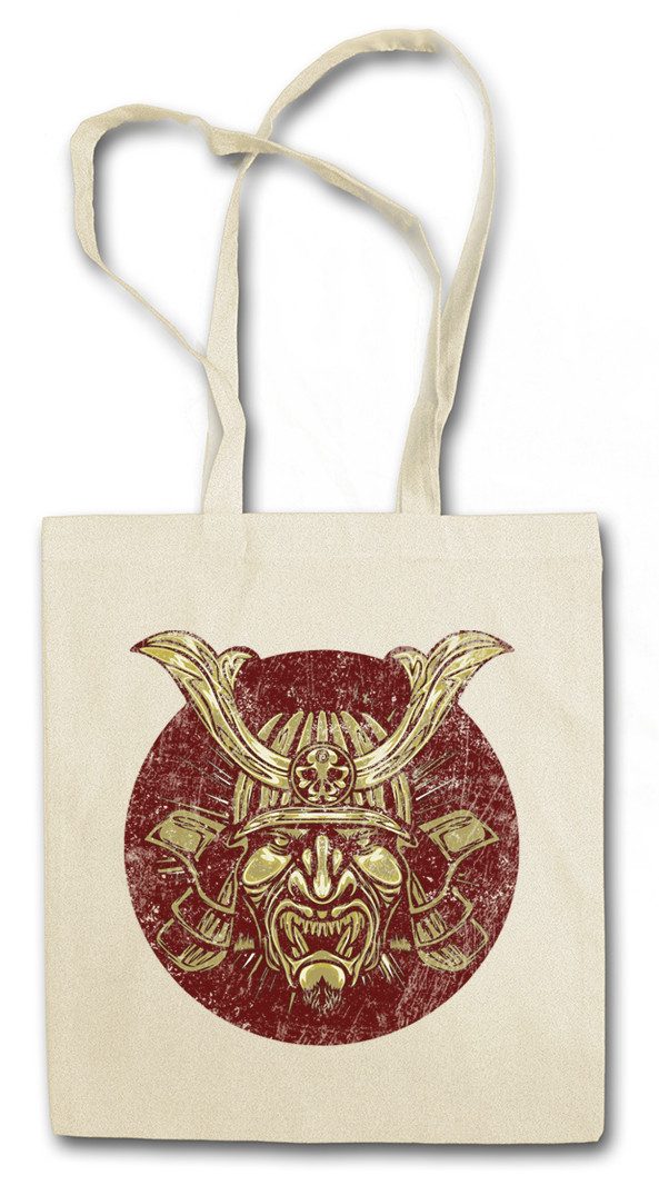 Beuteltasche Samurai V Stofftasche Ninja Bushido Banzai Krieger Rüstung Helm