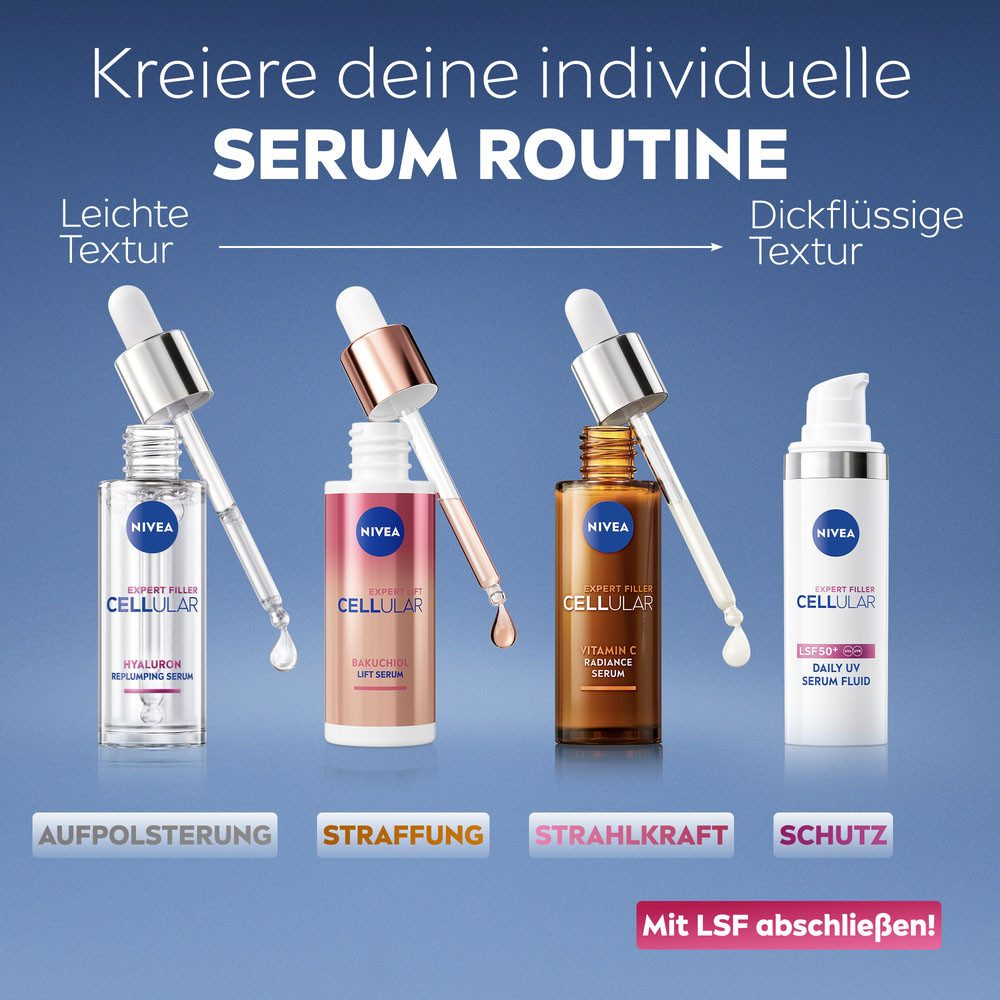 Nivea Gesichtspflege-Set CELLULAR SERUM LAYERING ROUTINE-SET, 3-tlg., mit drei Seren, flüssige Textur, dermatologisch getestet