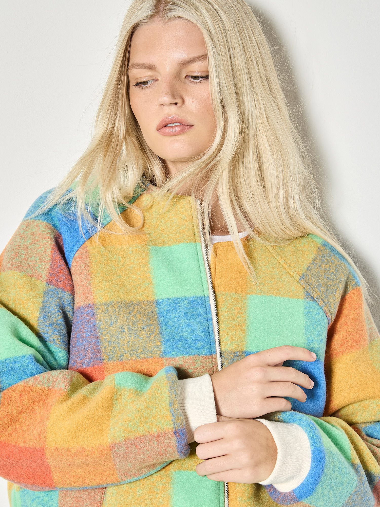Apricot Steppjacke Wendbare Fleece-Steppjacke mit Karomuster