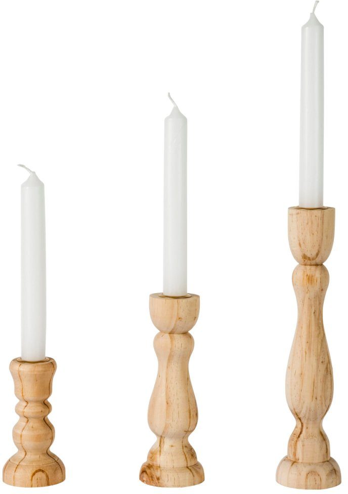 Höhe cm + cm 11 (Set, cm ca. Ricco St), + 25 17 3 Kerzenhalter Holz, Schneider aus
