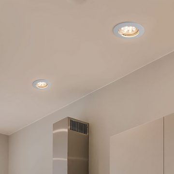etc-shop LED Deckenspot, LED-Leuchtmittel fest verbaut, Warmweiß, Einbaustrahler Deckenlampe Einbauspot rund weiß Wohnzimmerlampe 6x