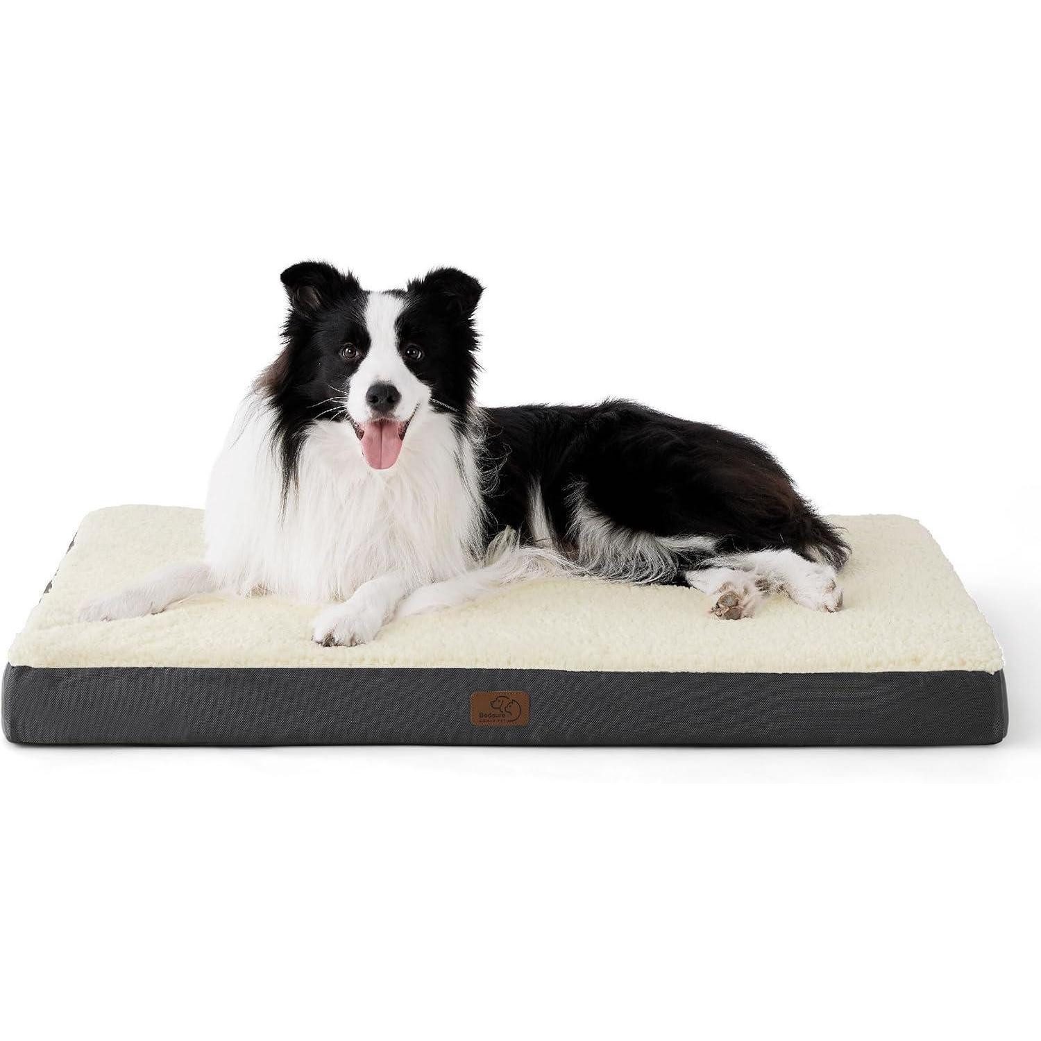LuxusKollektion Hundebett Hundebett orthopädisch groß waschbar L 91 x B 69 x H 8 cm Grau Beige
