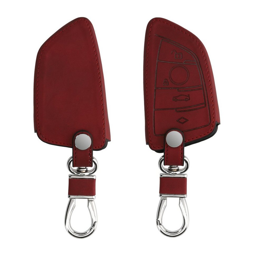 kwmobile Schlüsseltasche Autoschlüssel Hülle für BMW, Nubuklederoptik -  Kunstleder Schutzhülle Schlüsselhülle Cover, geeignet für BMW 3-Tasten  Smart Key Autoschlüssel Schlüssel
