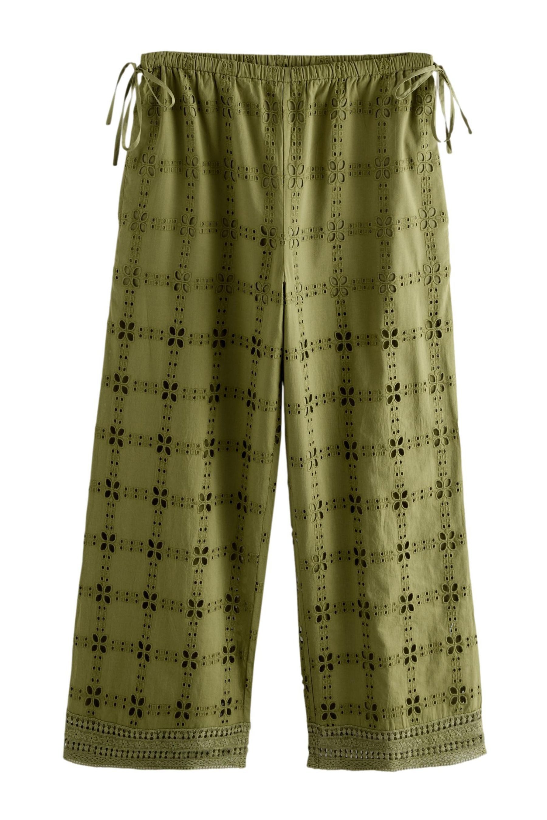 Palazzohose Hose mit Lochstickerei, Kurzgröße