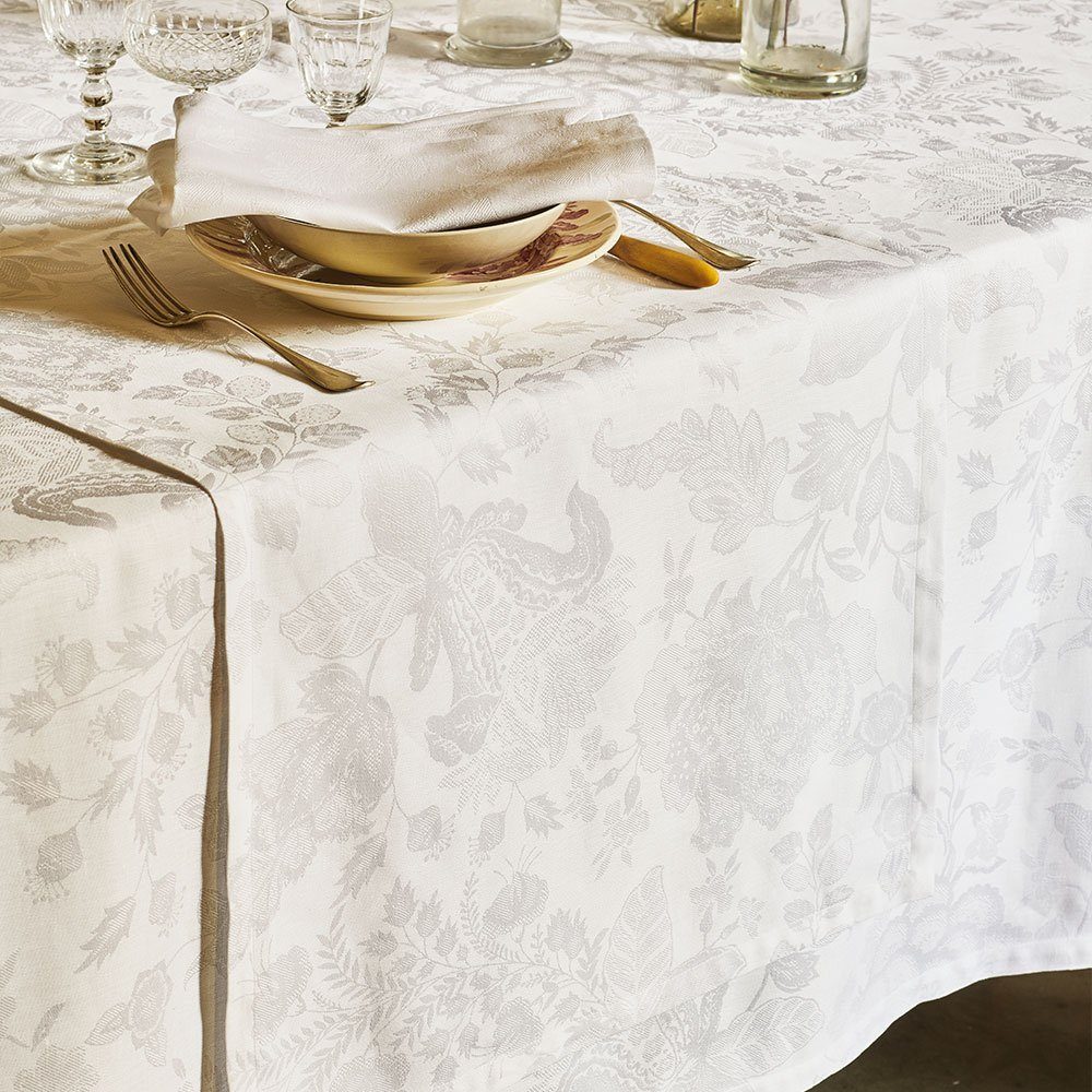 Garnier Thiebaut Tischläufer Tischläufer cm, Blanc jacquard-gewebt Mille 54x174 Giverny