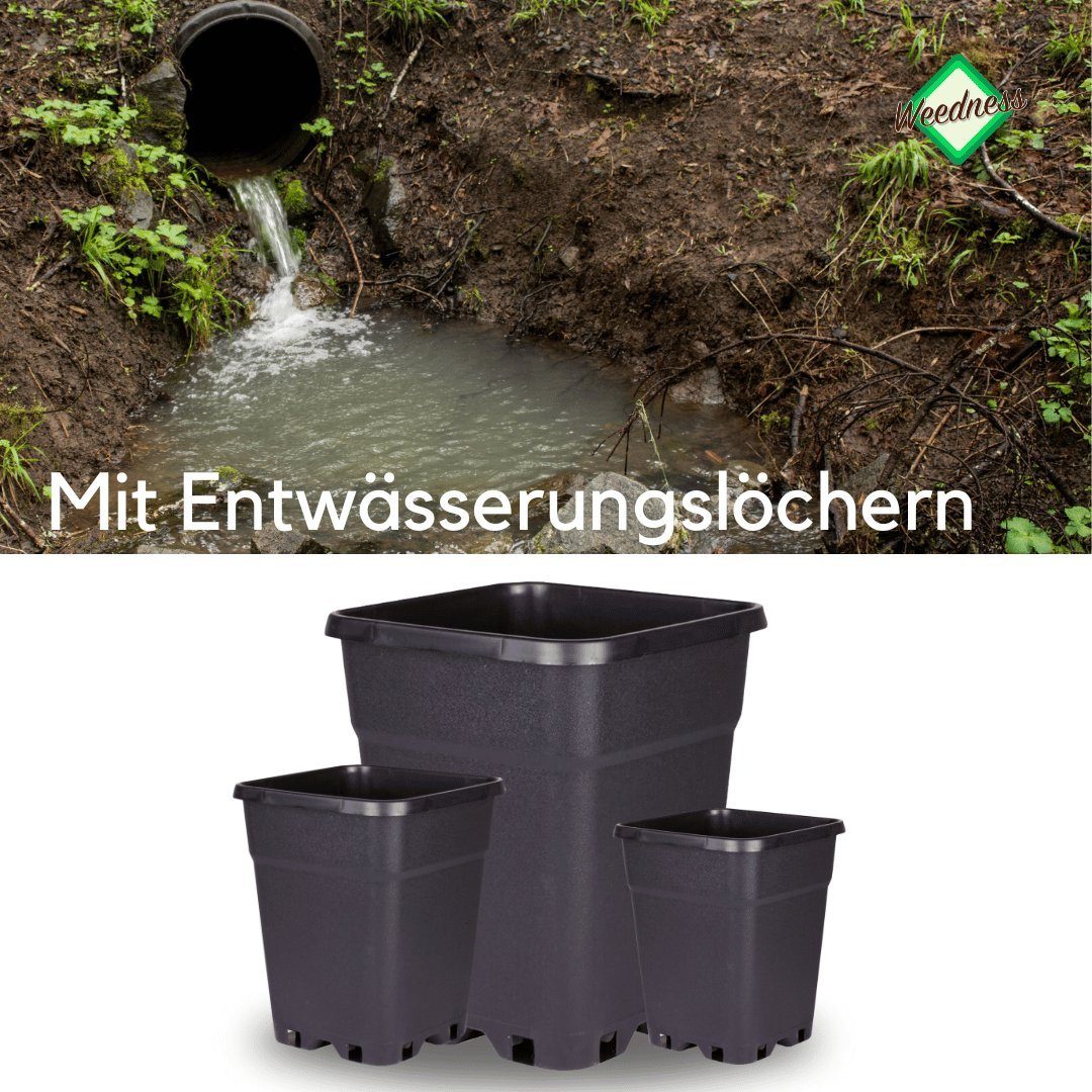 Weedness Blumentopf Eckig Schwarz für Blumentopf Pflanzkübel Außen Innen Groß &