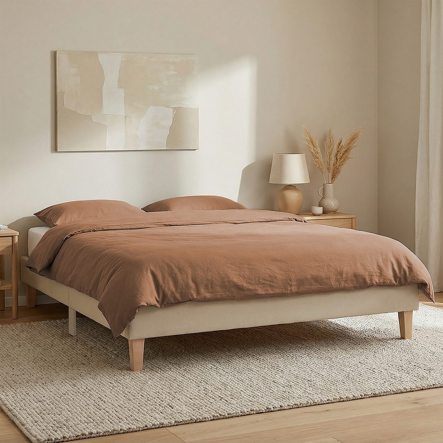 Homestyle4u Polsterbett 90x200 120x200 140x200 160x200 180x200 ohne Kopfteil Grau Futonbett (Set, mit Lattenrost), Doppelbett 140 x 200 cm