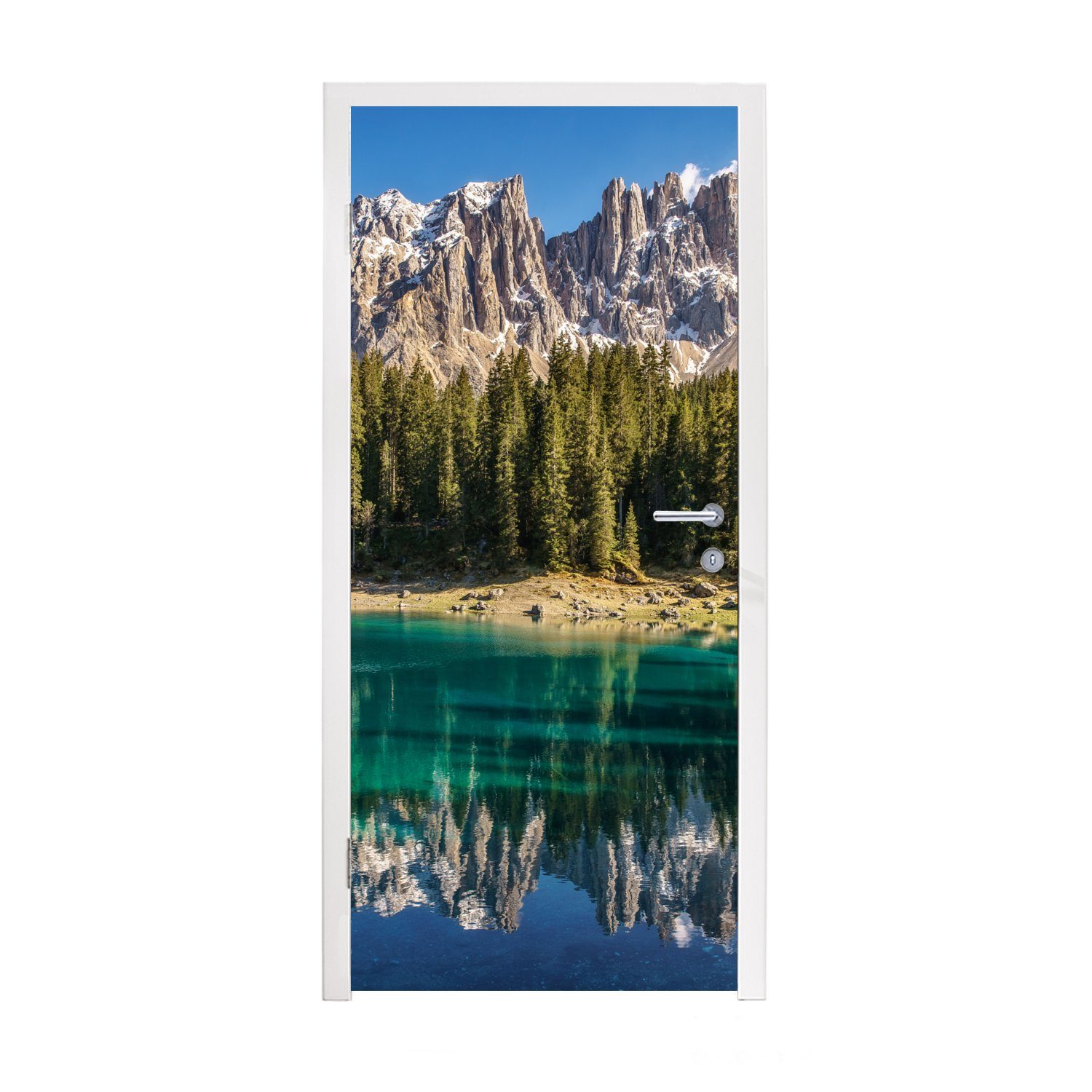 MuchoWow Türtapete Berg Matt, (1 für Fototapete Strand, bedruckt, 75x205 cm St), - Tür, Türaufkleber, Wald 