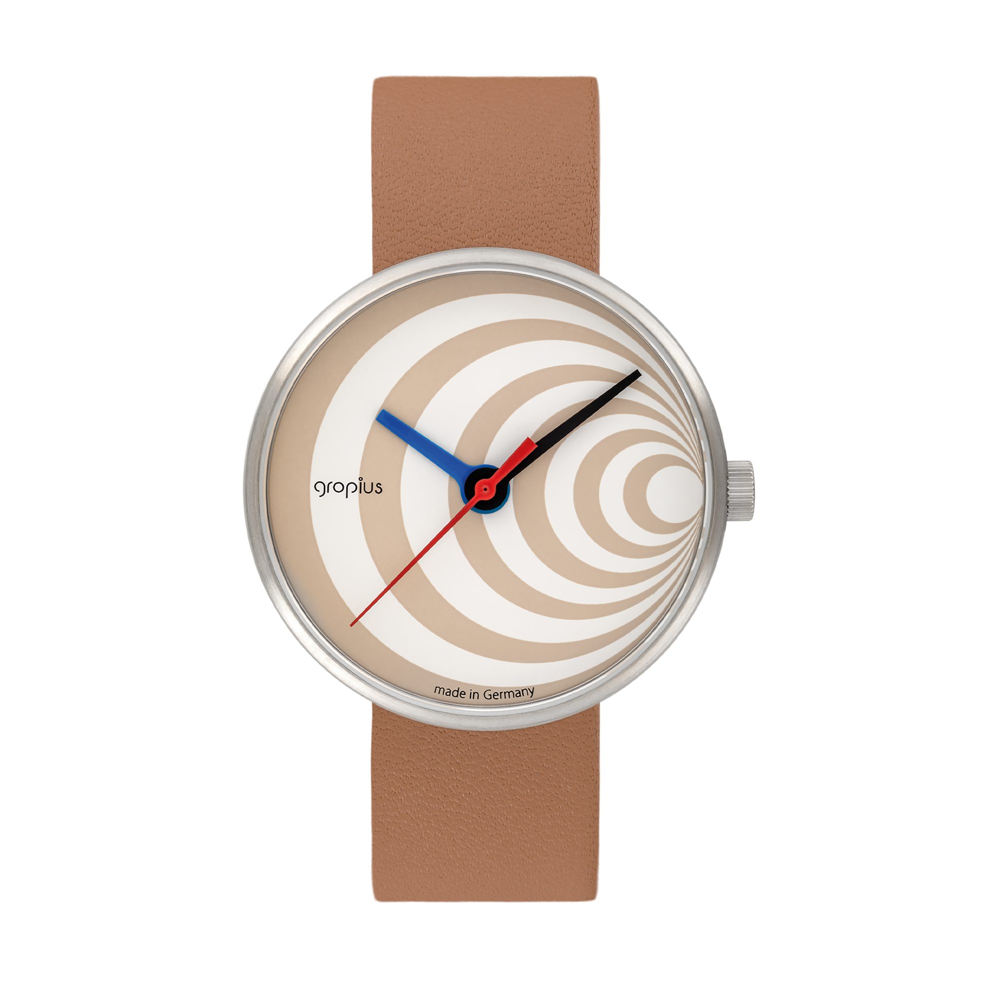 Walter Gropius Quarzuhr Forum - Excentric WG 002-01, Designeruhr, Lederarmband mit Easy-Release System, Edelstahlgehäuse