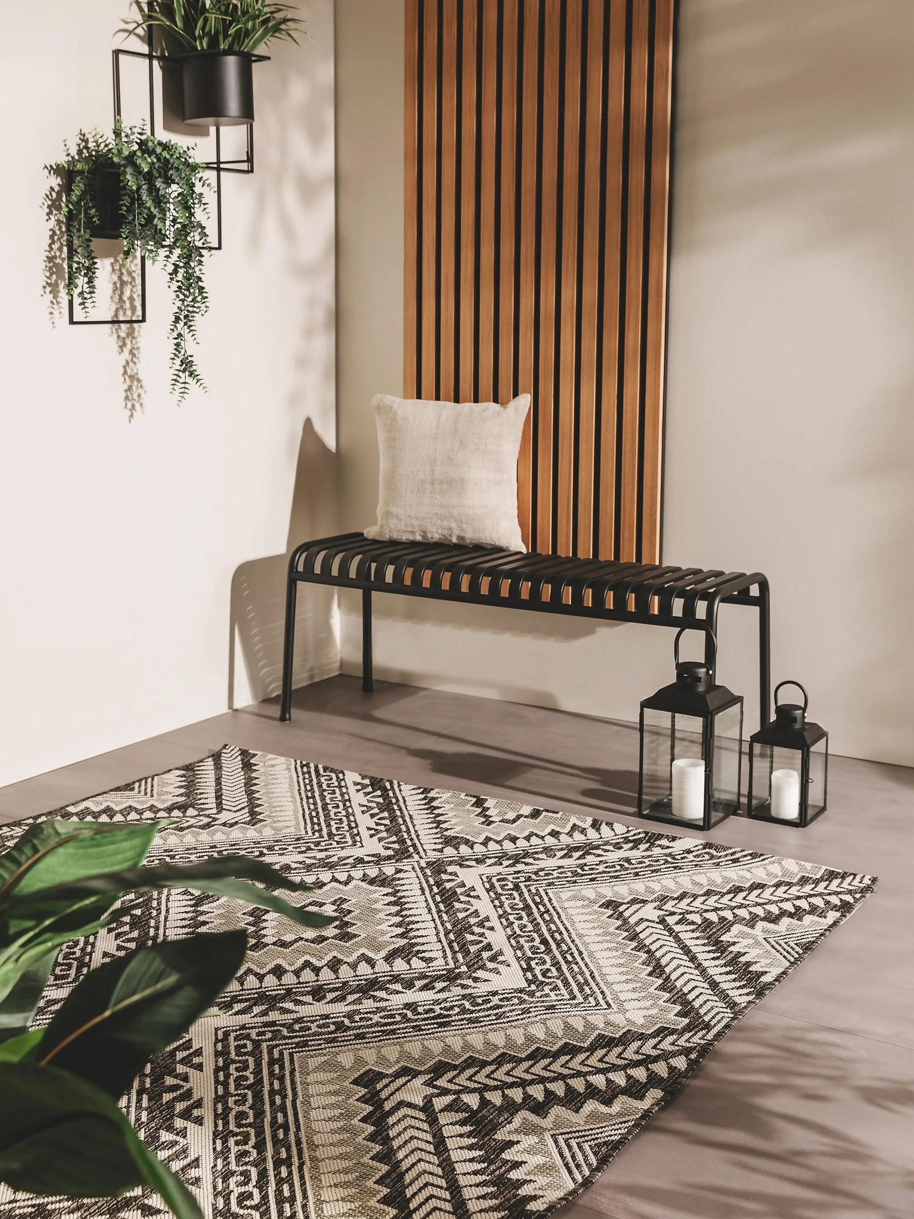 benuta Outdoorteppich Cleo, rechteckig, Höhe: 5 mm, Teppich Wohnzimmer, Schlafzimmer, Esszimmer, Flur, Kunstfaser, Cozy