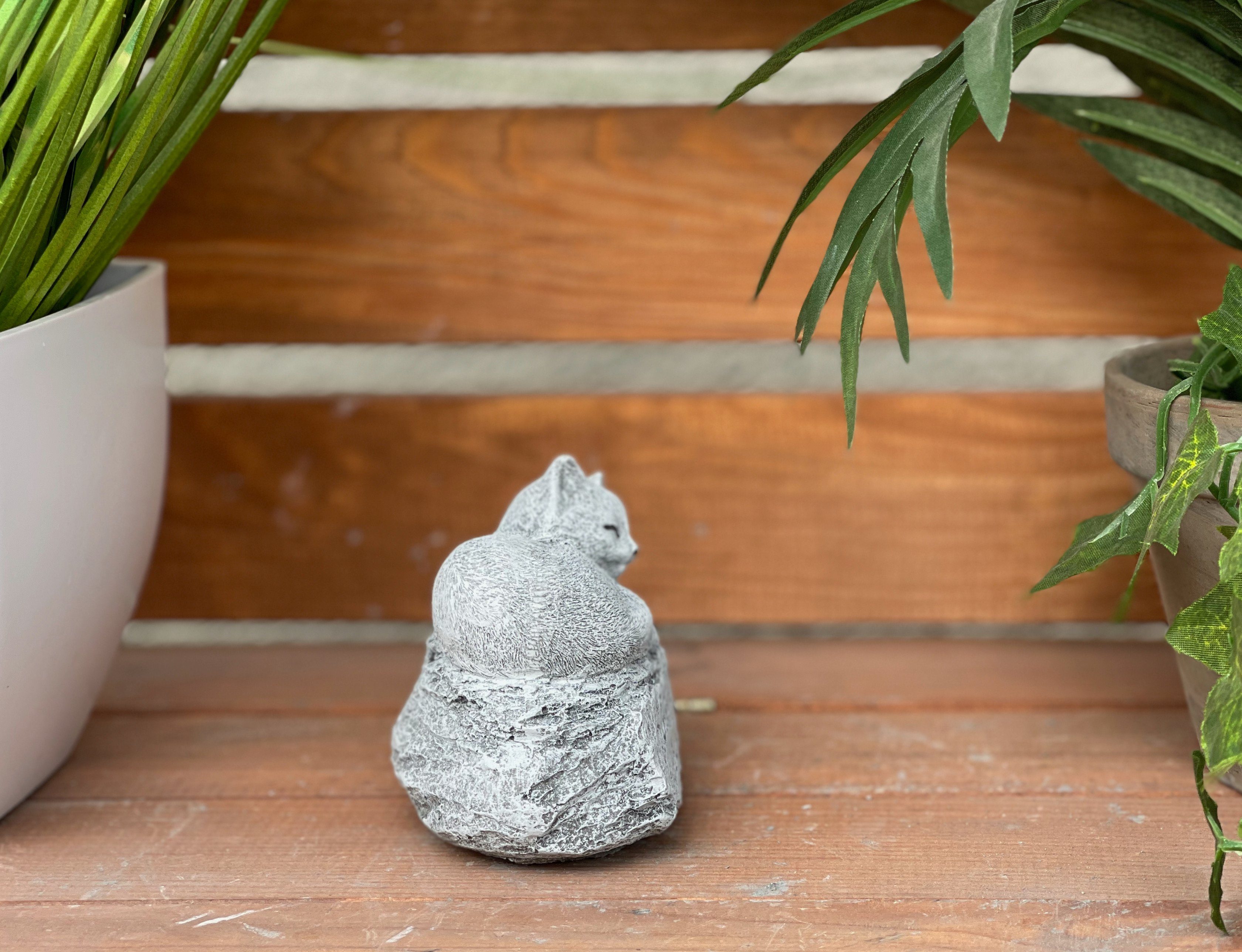 Stone and Style Gartenfigur Frostfeste Steinfigur Grabschmuck Katze "Danke für die schöne Zeit" – Bild 4 von 5
