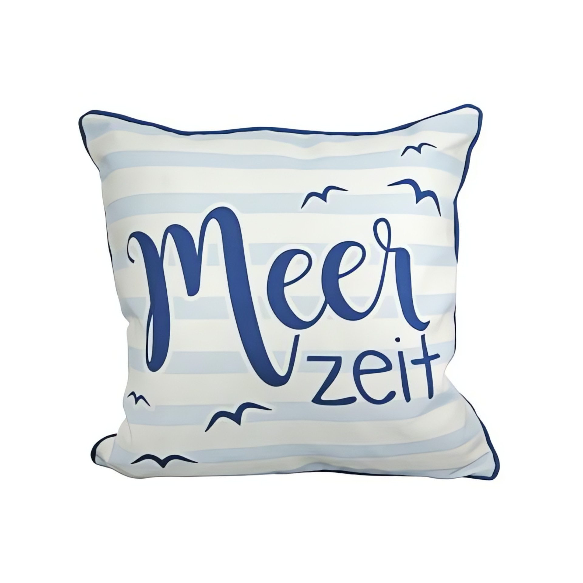 GILDE Nackenkissen Kissen "Meerzeit" blau /weiß, Rückseite blau