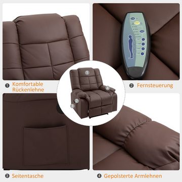 HOMCOM Massagesessel (Set, 1-St., 1 x Relaxsessel), mit 8 Massagepunkte, Liegenfunktion, Braun