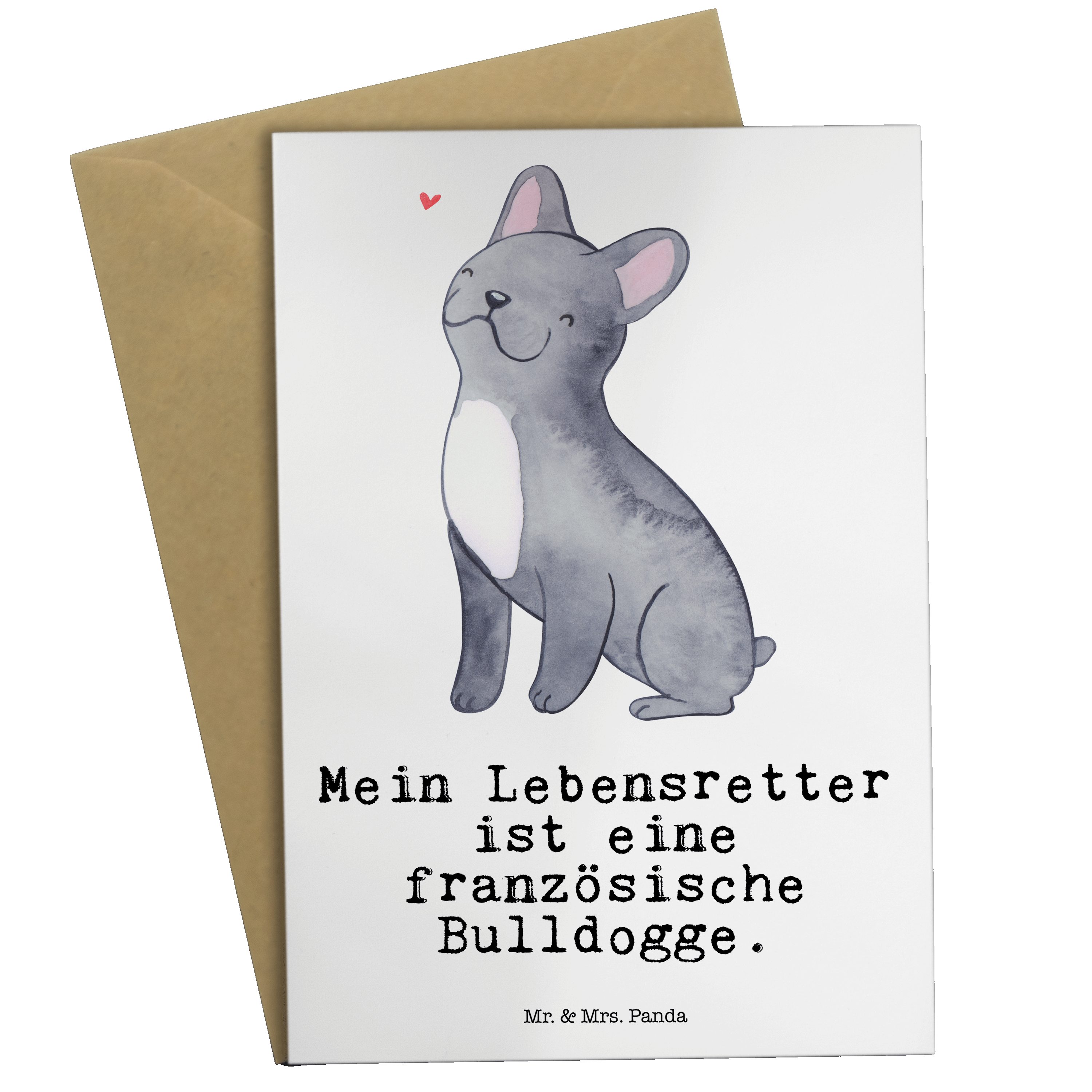 Mr. & Mrs. Panda Grußkarte Französische Bulldogge Lebensretter - Weiß - Geschenk, Geburtstagskar