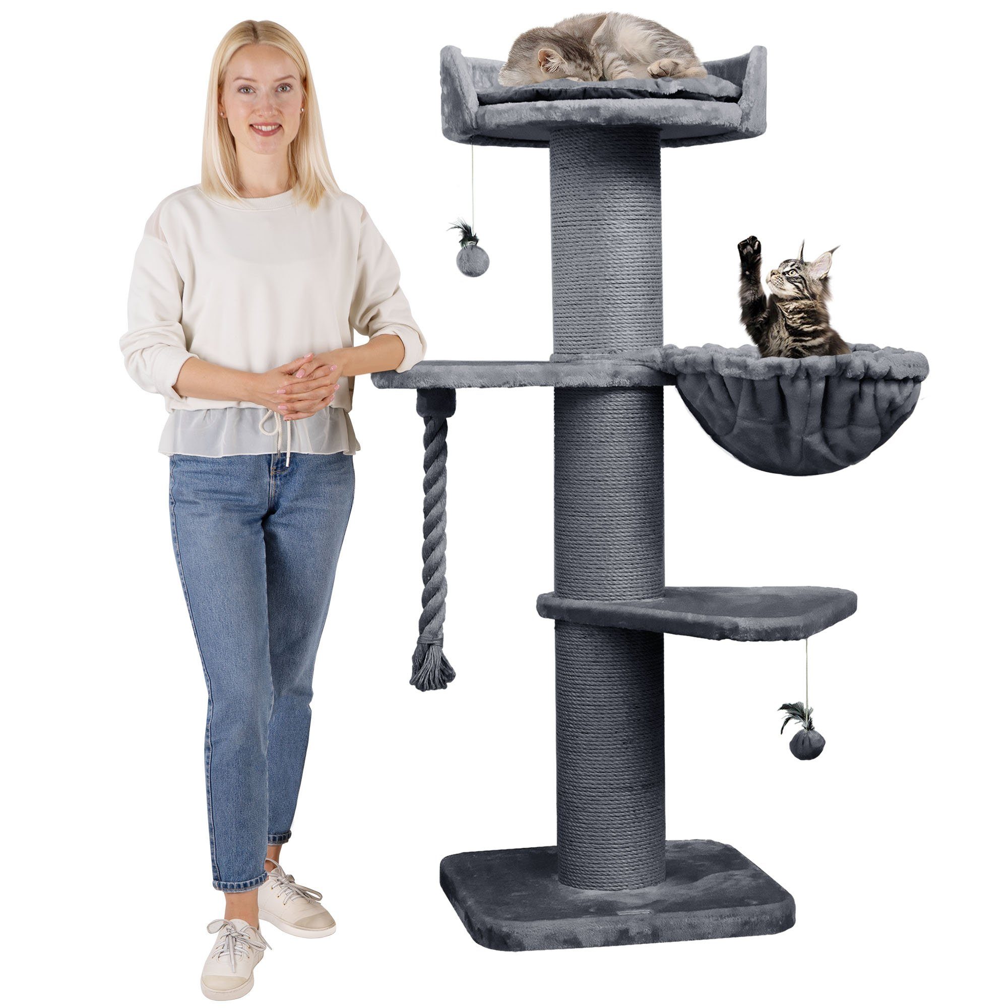 Happypet Kratzbaum COOPER, Katzenbaum 'Cooper', Gesamthöhe 150 cm, mit Spielseil und Spielball von Happypet
