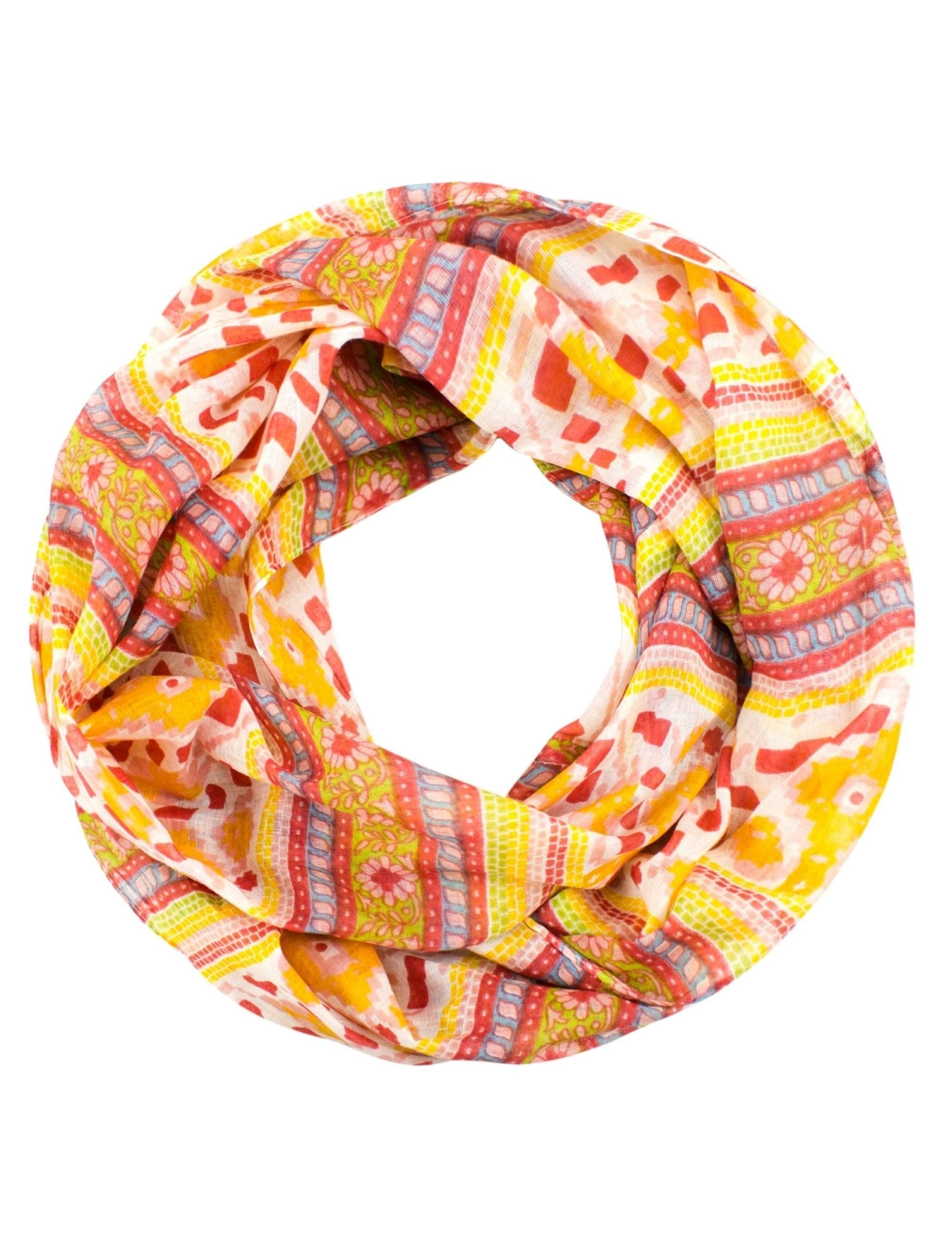 Sunsa Loop Damen Loop Schal Baumwolle Schlauchschal. Loopschal mit Blumen Design, Abstract Aufdruck