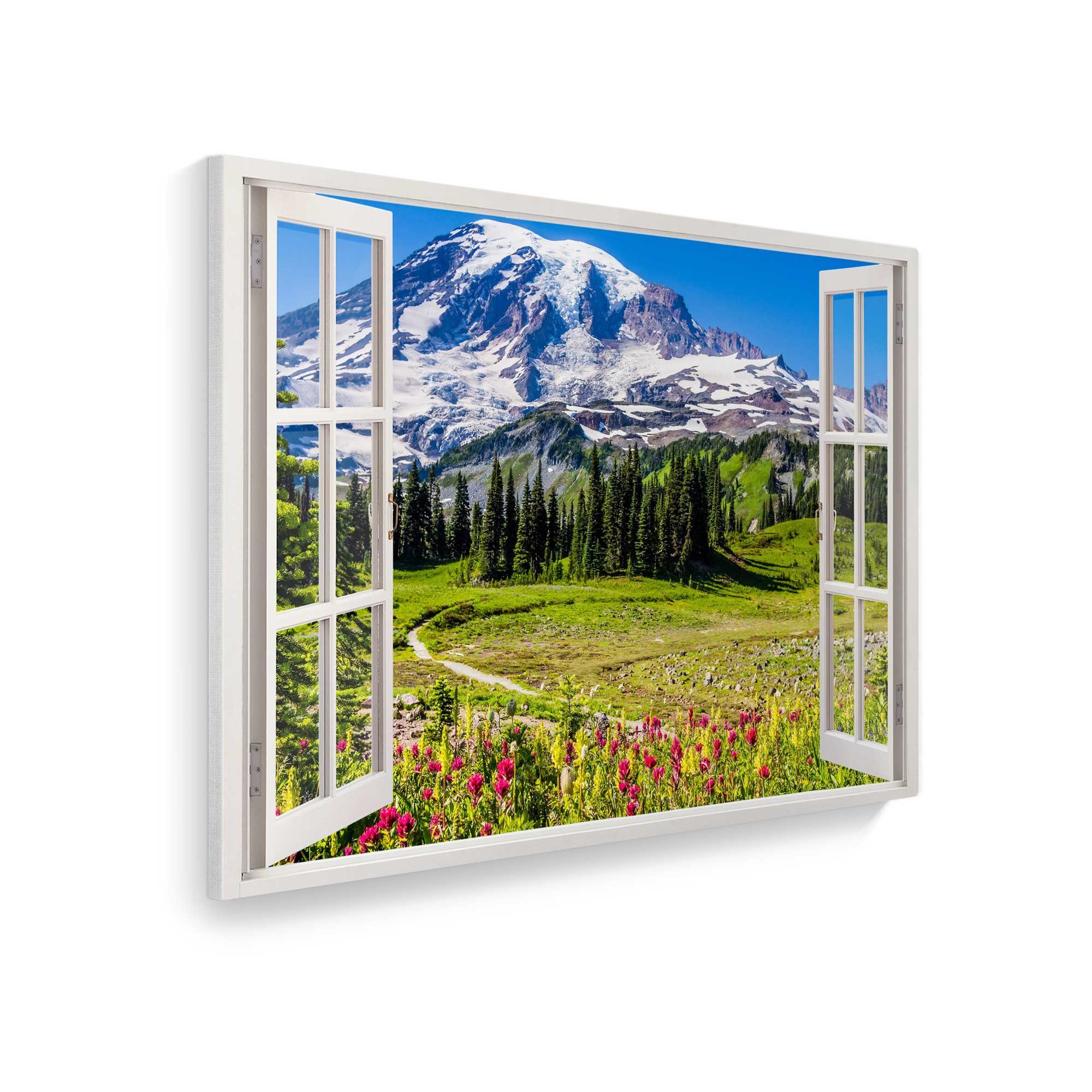 WallSpirit Leinwandbild "Fenster mit Aussicht", Berge günstig online kaufen