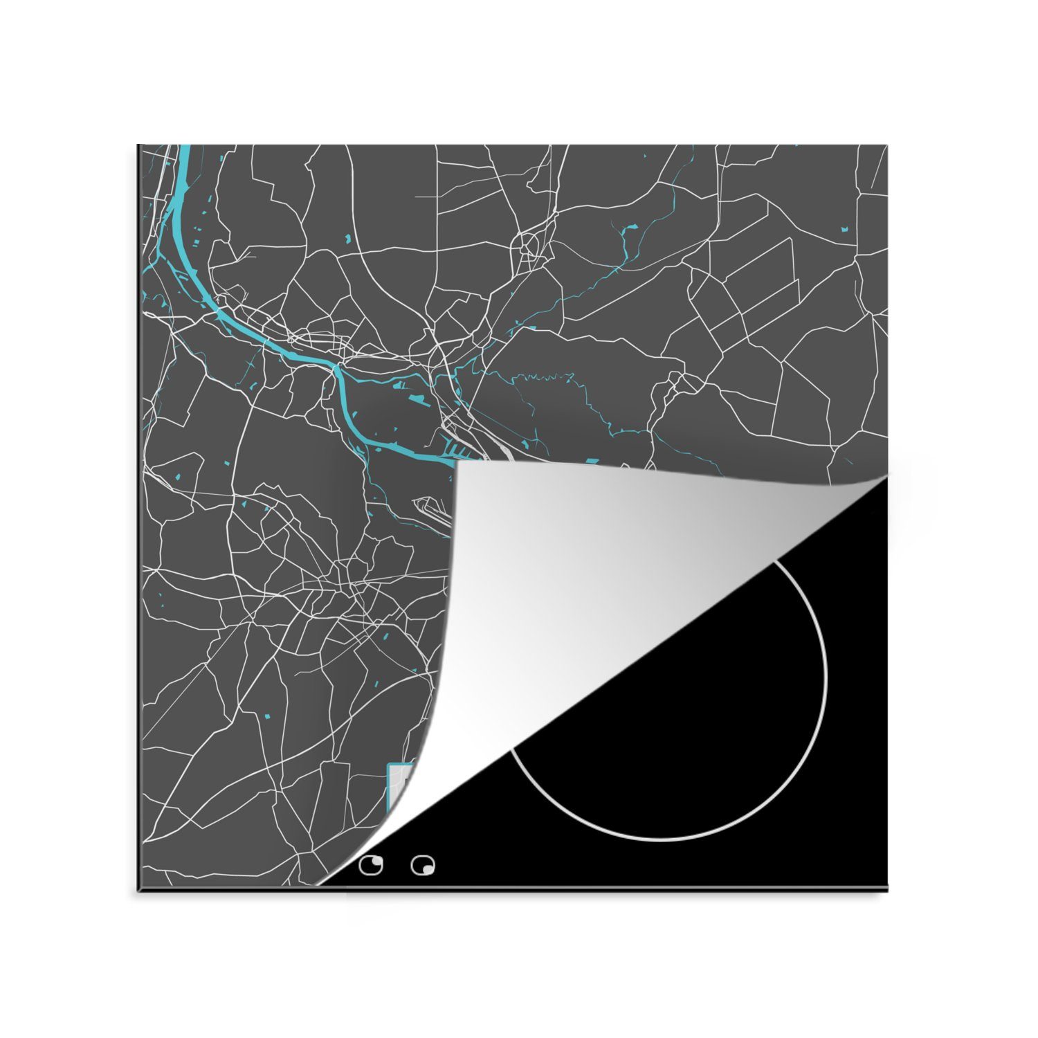MuchoWow Herdblende-/Abdeckplatte Deutschland Karte, Ceranfeldabdeckung, für - küche Stadtplan Blau cm, Bremen 78x78 (1 tlg), - - - Vinyl, Arbeitsplatte