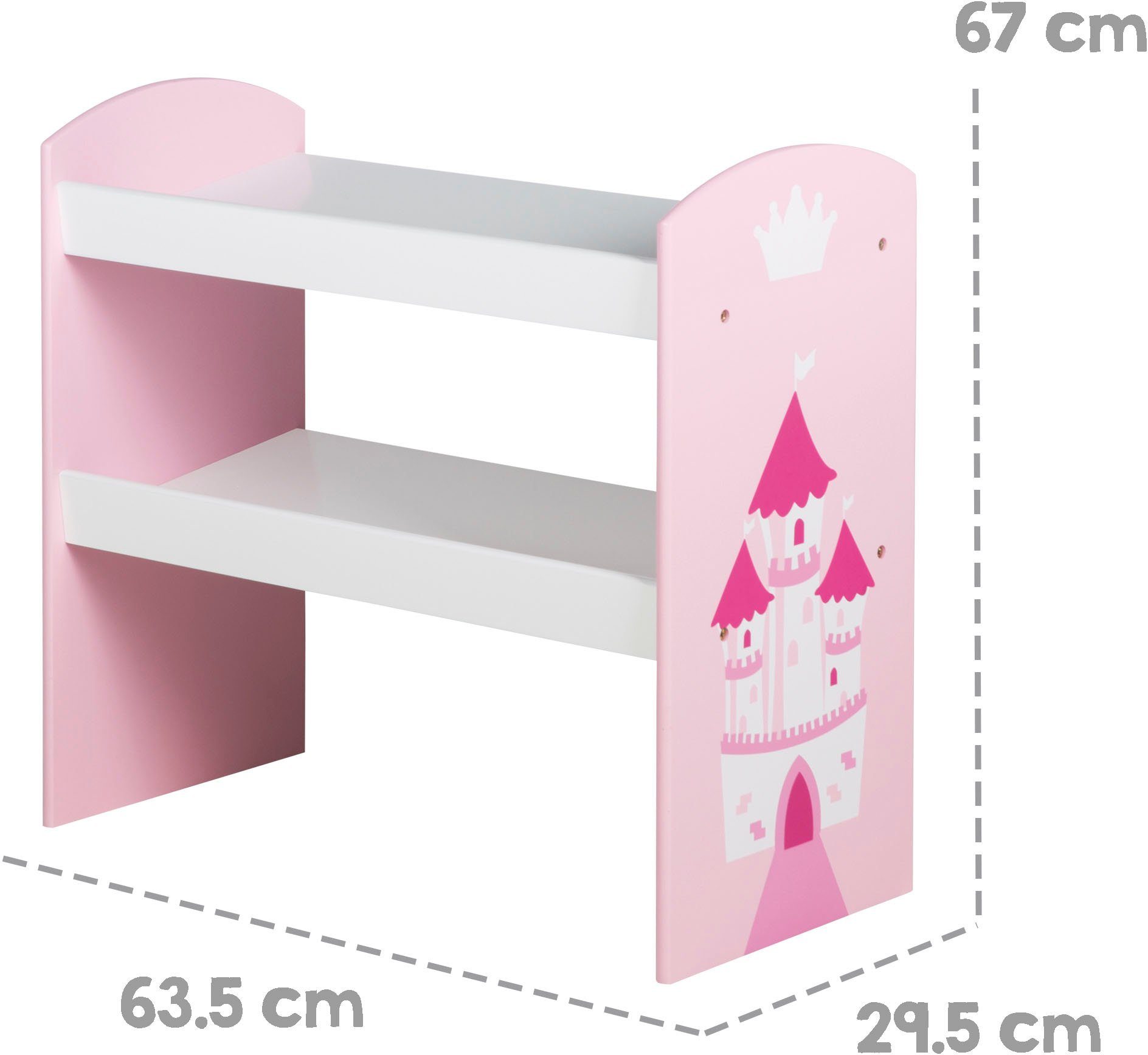 Größen roba® in Kinderregal 5 inklusive Krone, 2 rosa/pink, Stoffboxen