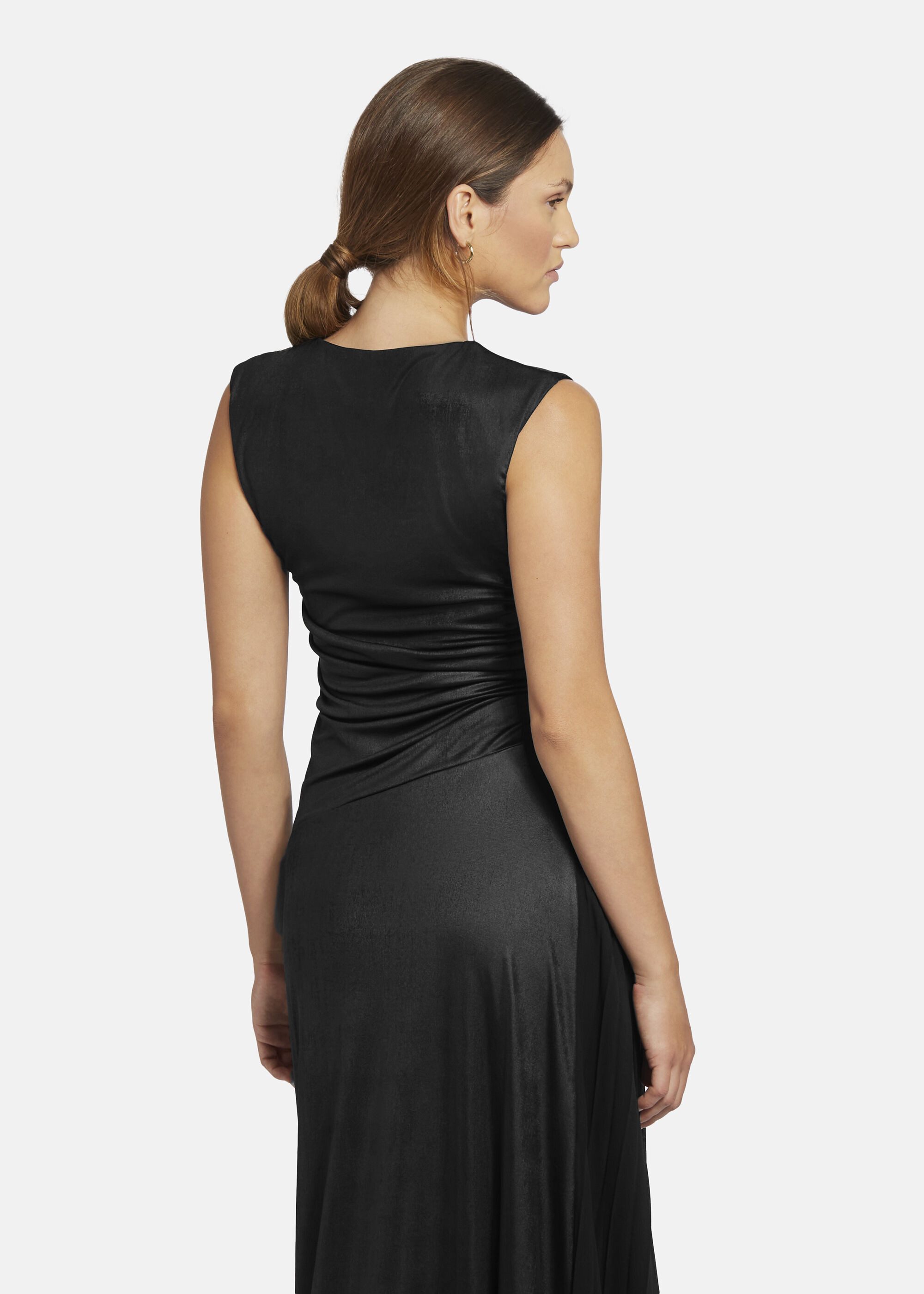 Nicowa Abendkleid POLIWIA (1-tlg) aus Metallic-Jersey mit Plissee-Einsatz aus Georgette