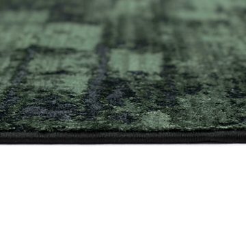 Teppich Moderner Teppich Wohnzimmer in Abstraktem Orientalischen Design in Grün auf schwarzem Hintergrund, Teppich-Traum, rechteckig, Höhe: 10 mm