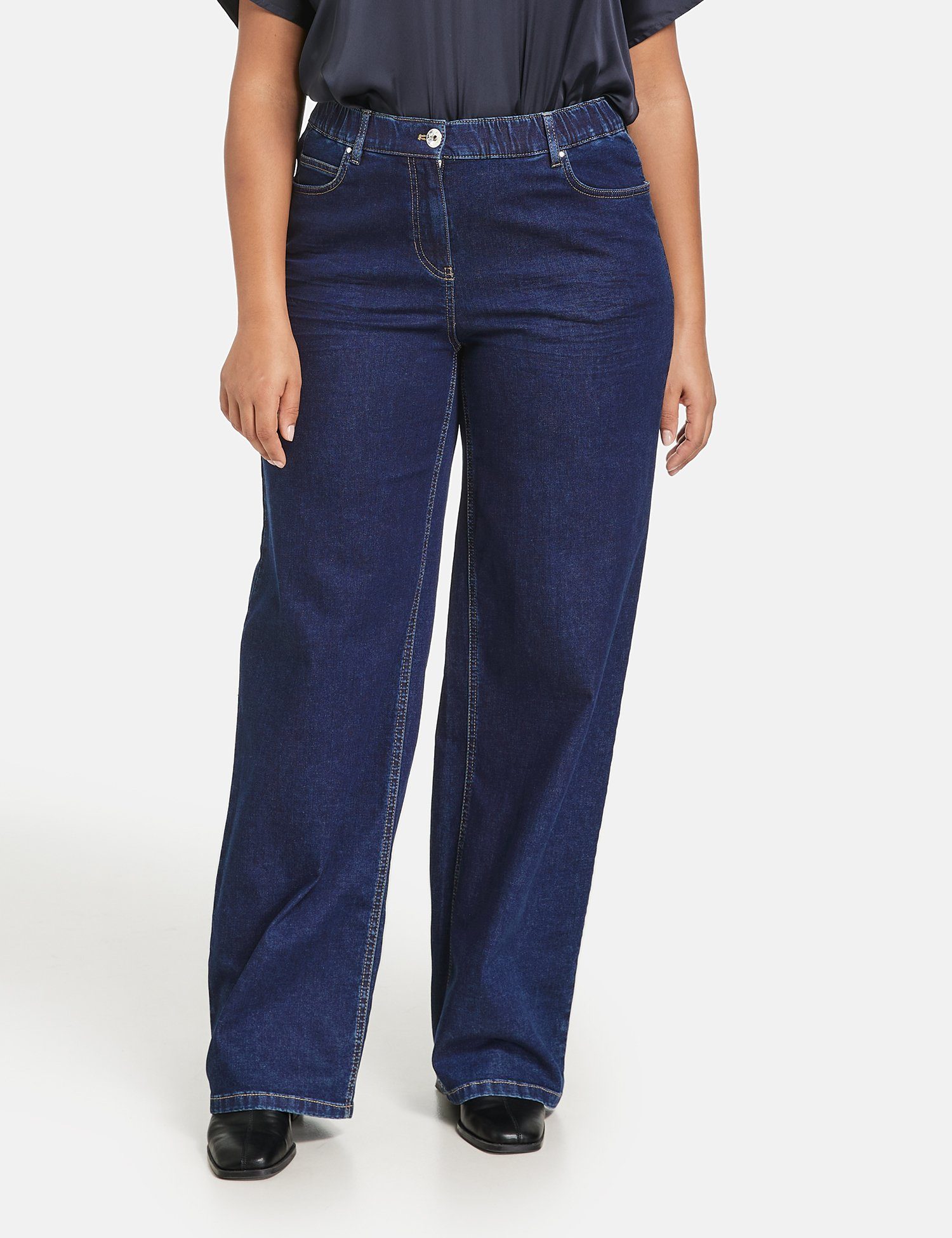 Jeans mit Carlotta Samoon weitem Bein Stretch-Jeans