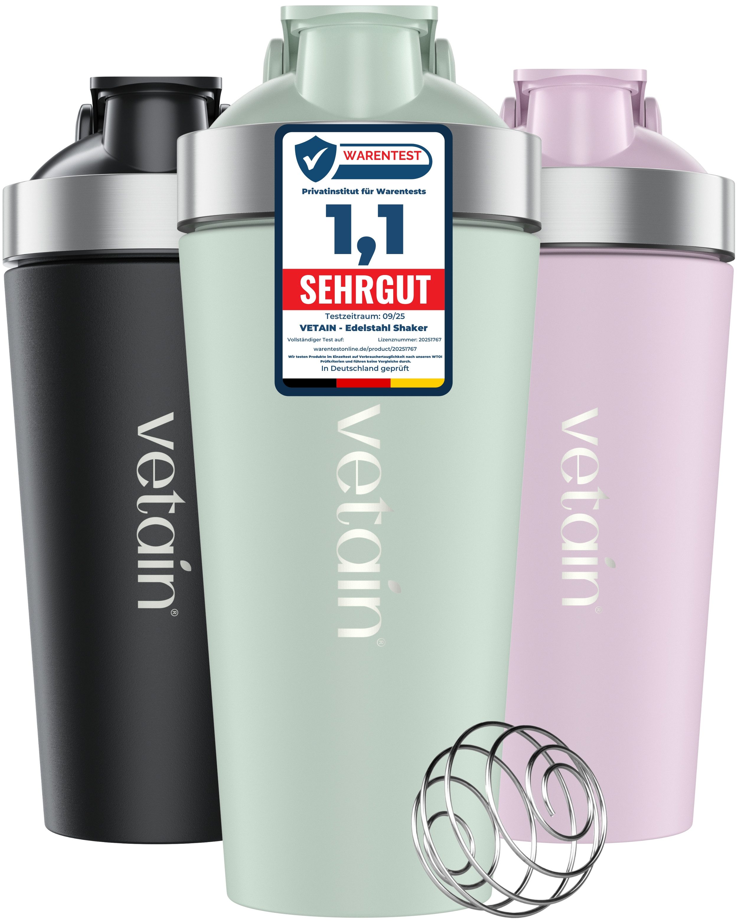 VETAIN Protein Shaker Edelstahl 700ml - 100% Auslaufsicher, Außen gravierte Messskala - Frei von BPA & DEHP - Spülmaschinenfest