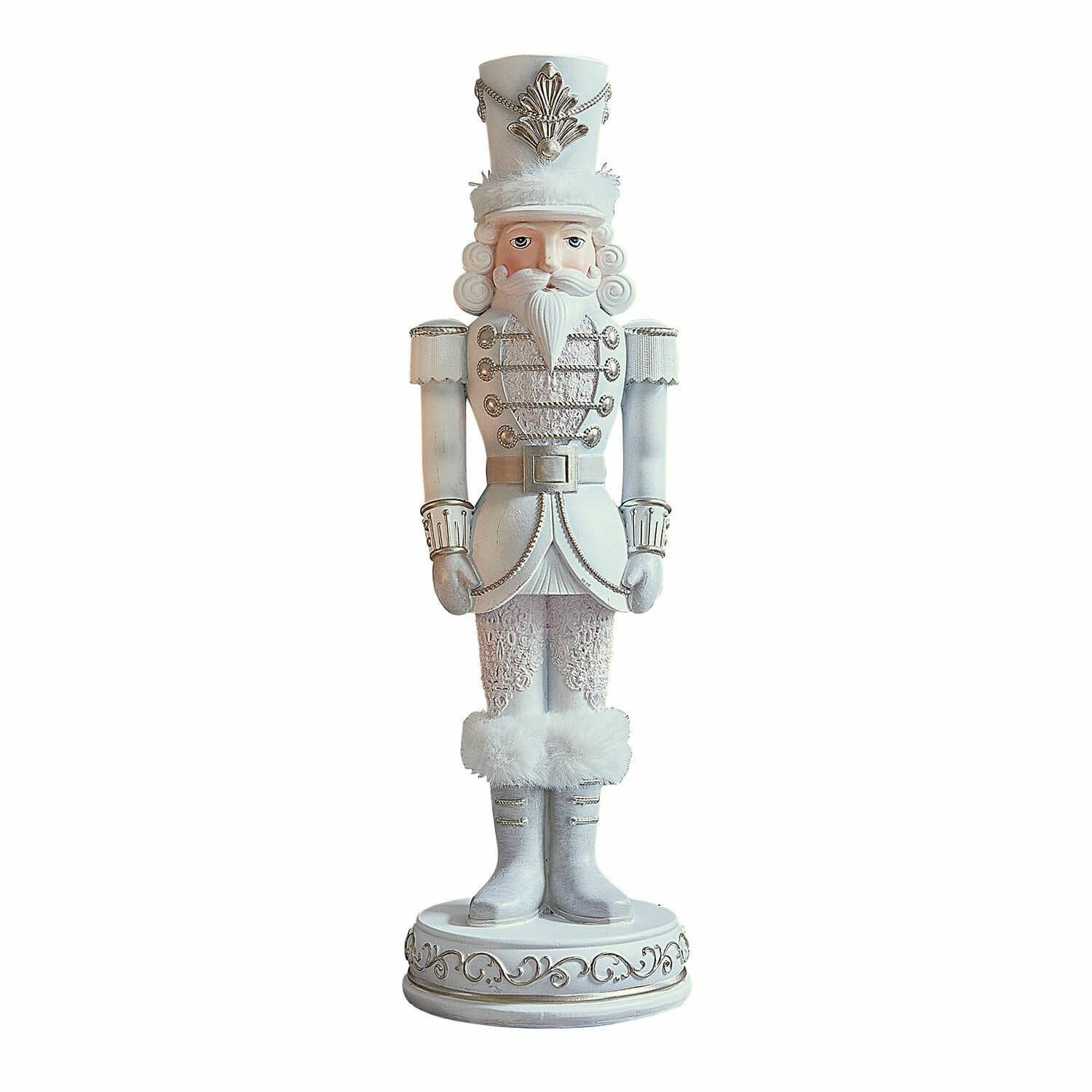 Weihnachtsfigur Deko-Nussknacker Moriette weiß/silber