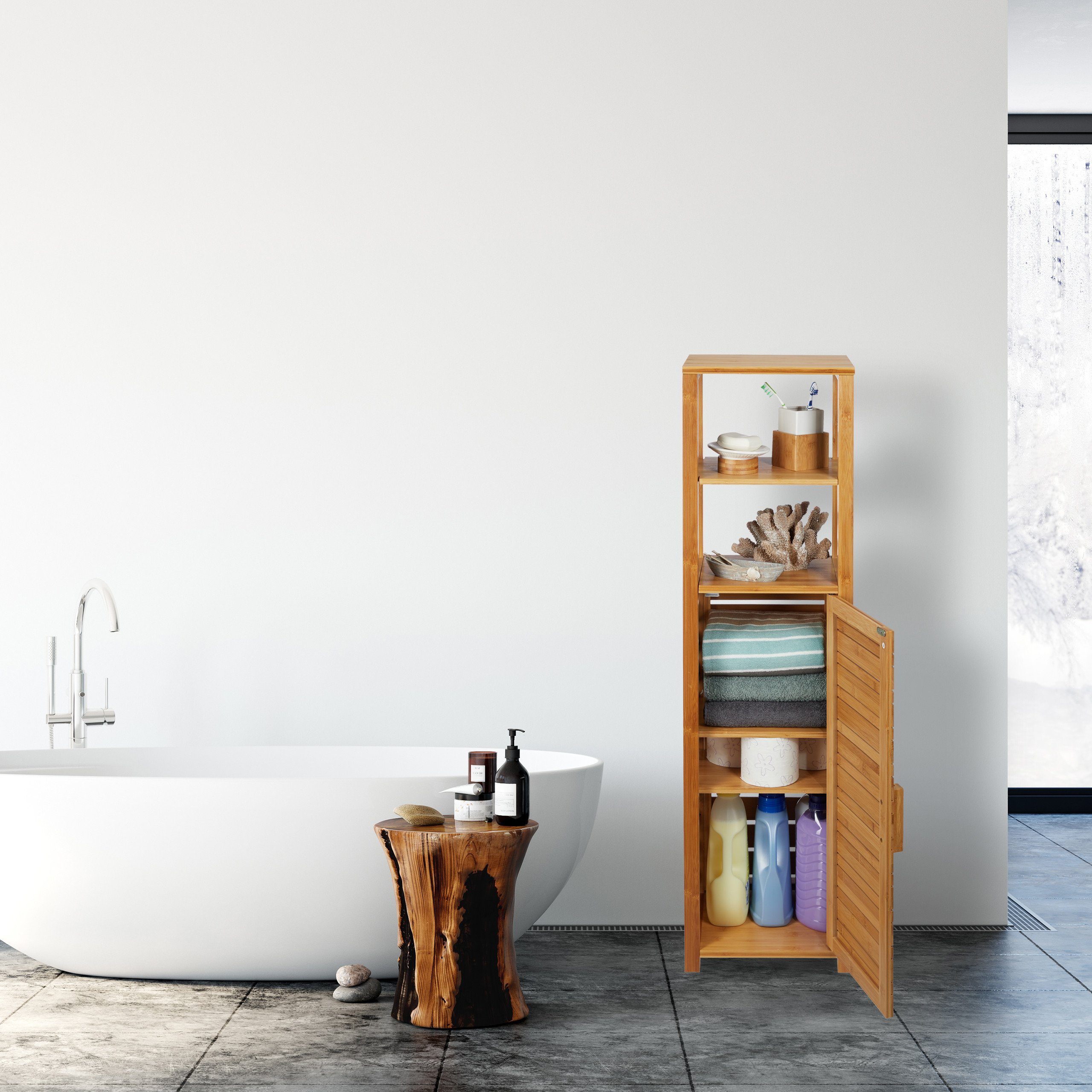 relaxdays Badregal Bambus 6 Ablage günstig online kaufen