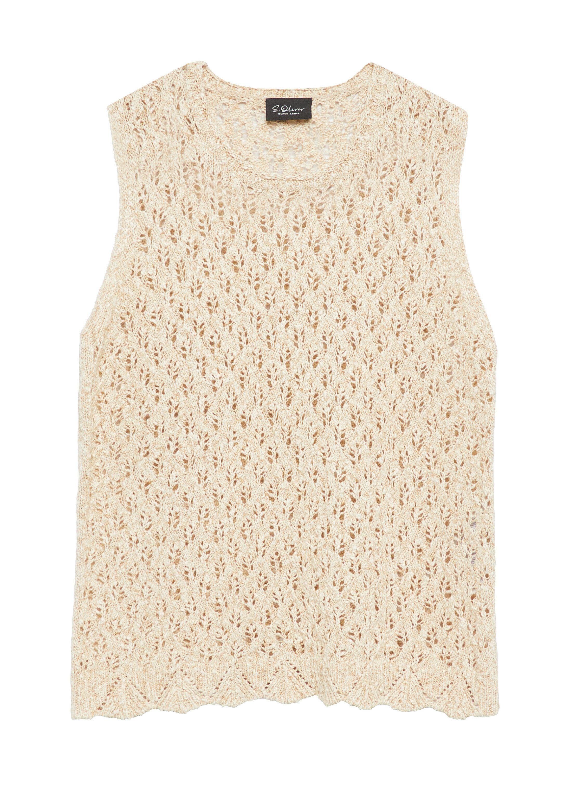 s.Oliver Rundhalspullover Strickpullunder Stricktop mit Ajourmuster