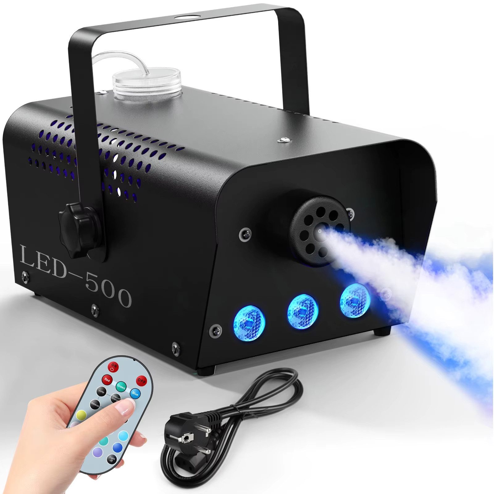 Athlix LED Studiobeleuchtung Nebelmaschine RGB 3 LED mit Fernbedienung für DJ Nebel Maschine, Ideal für Partys, Veranstaltungen, Bühnen