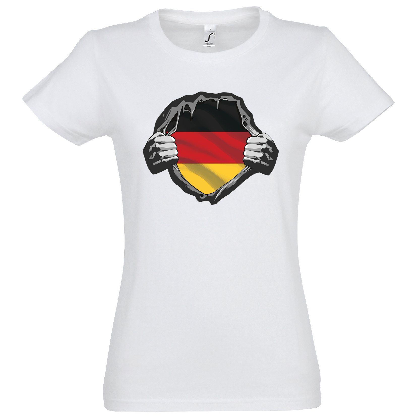 Youth Designz T-Shirt Deutschland Herz Damen Shirt mit modischem Print Weiss