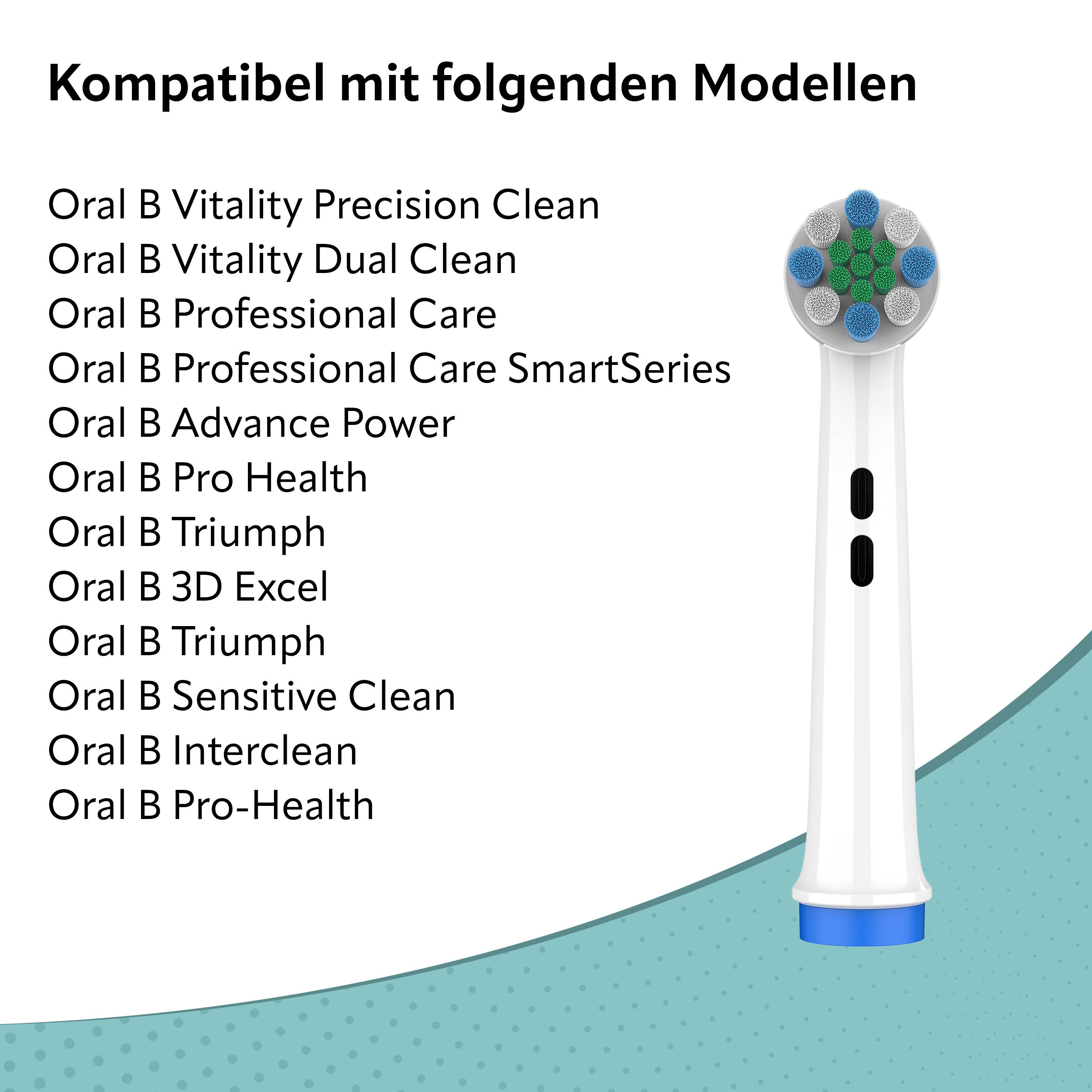 Wunder Zahnstocher Mundpflegecenter Aufsteckbürsten für Oral B 8er Pack - Zahnbürstenaufsätze für Oral B, Aufsteckbürsten, Aufsteckbürsten kompatibel mit Oral B, Rotierender Impuls-Bürstenkopf
