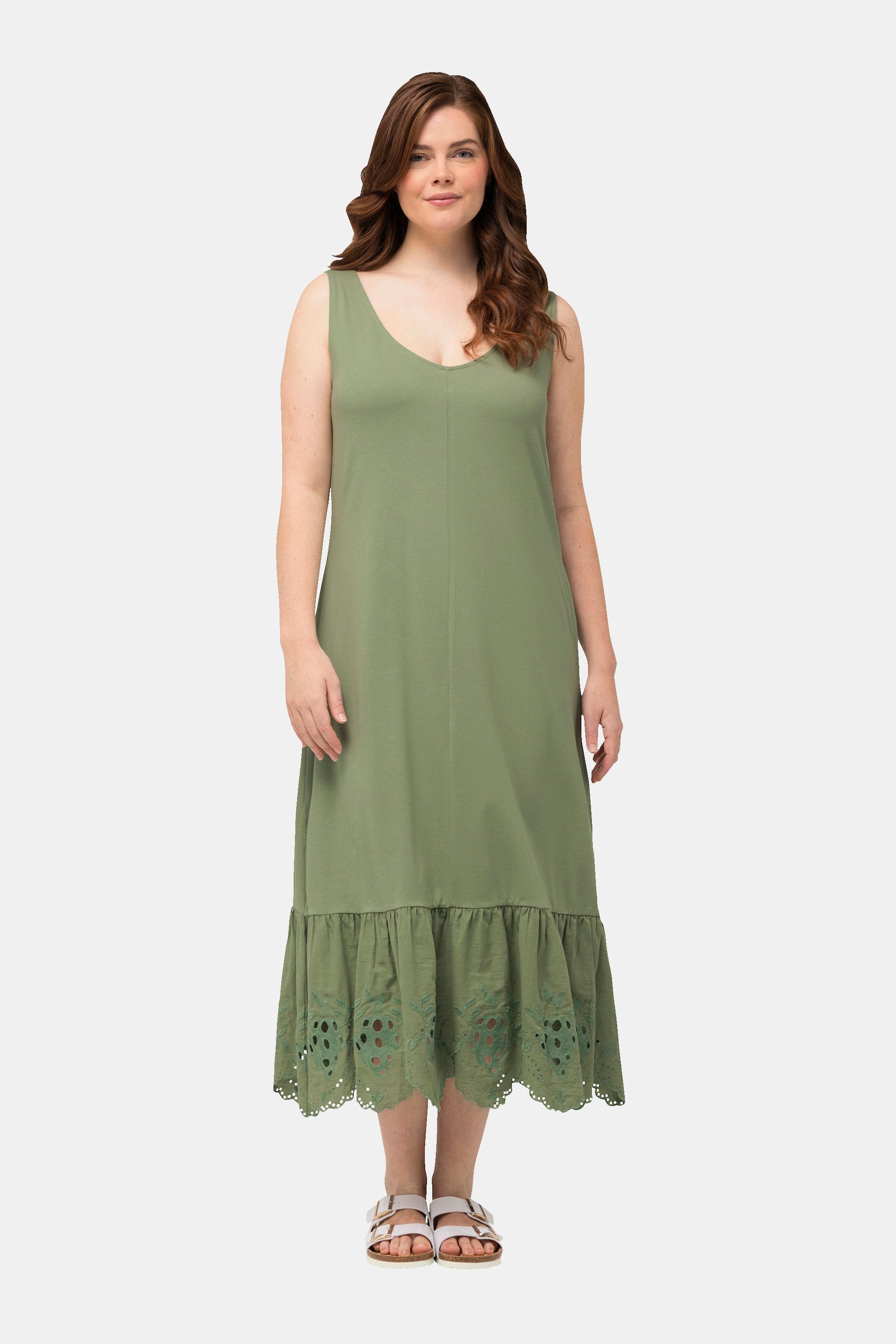 Ulla Popken Maxikleid Maxikleid A-Linie Rundhals günstig online kaufen