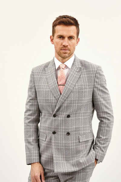 Next Baukastensakko Anzug mit Karomuster: Slim Fit doppelreihige Jacke (1-tlg)