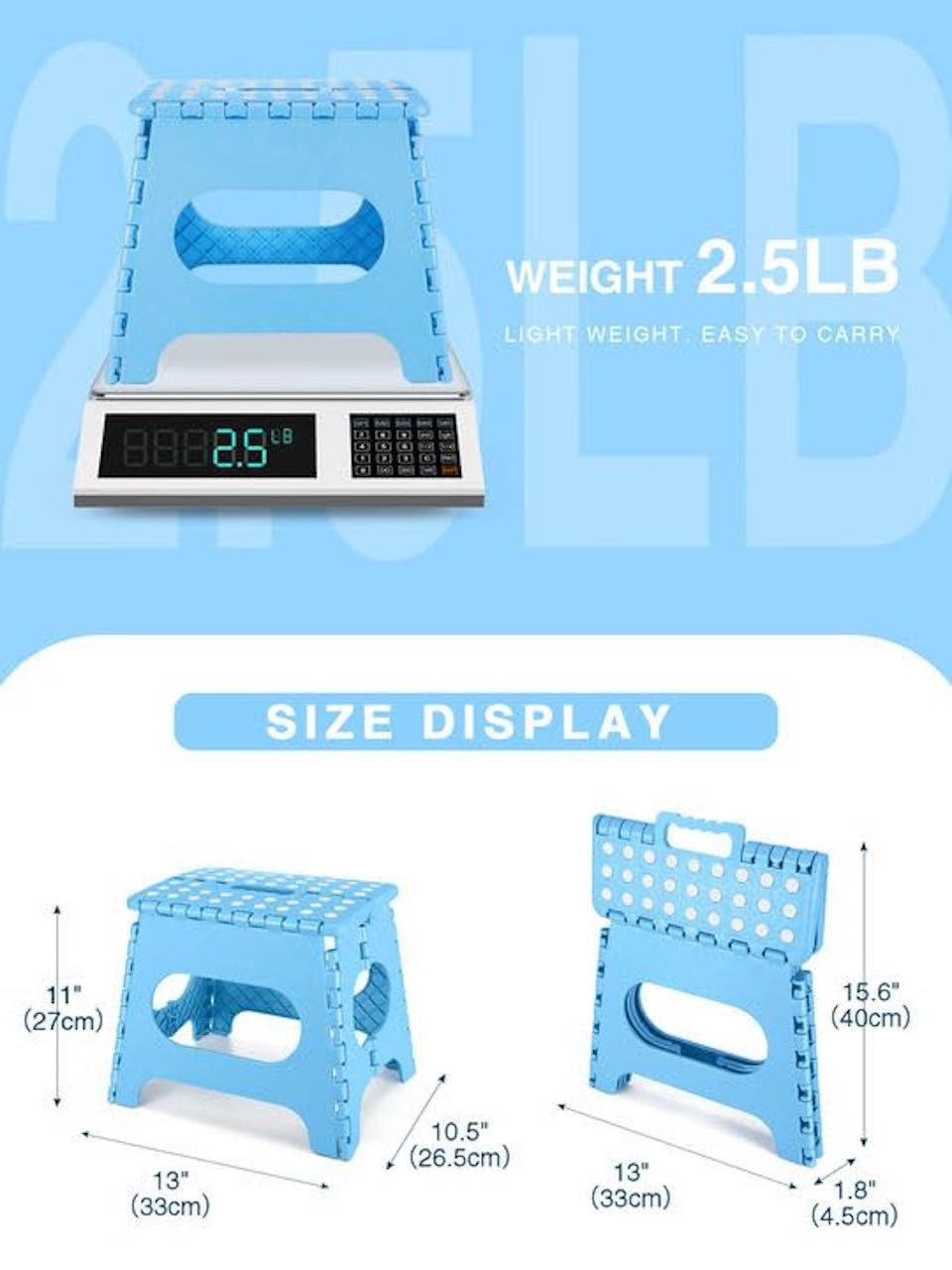 House Day Tritthocker klappbar, faltbarer Tritthocker in verschiedenen Höhen, Tragbarer Klapphocker, bis ca.136kg belastbar, Antirutschnoppen