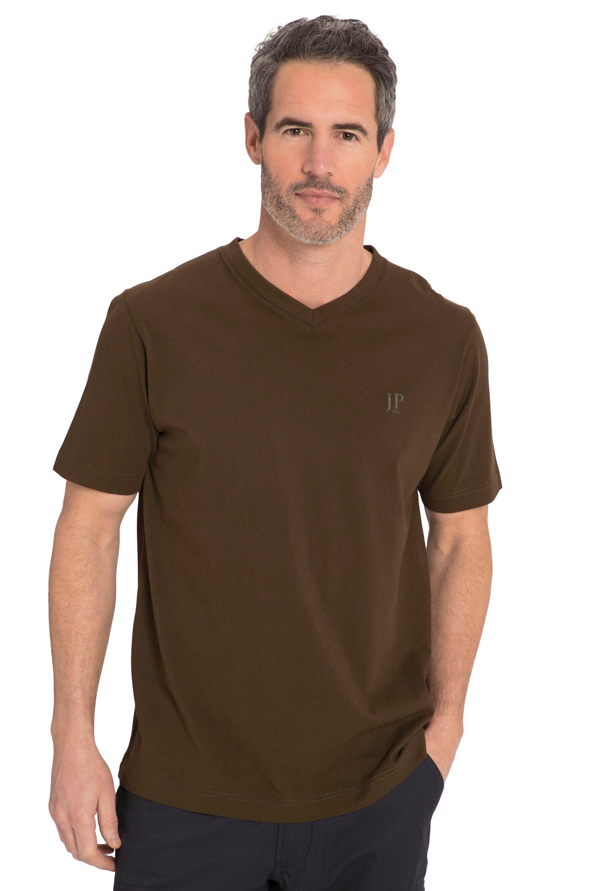 JP1880 T-Shirt T-Shirts Basic 2er-Pack (2-tlg) Halbarm V-Ausschnitt braun