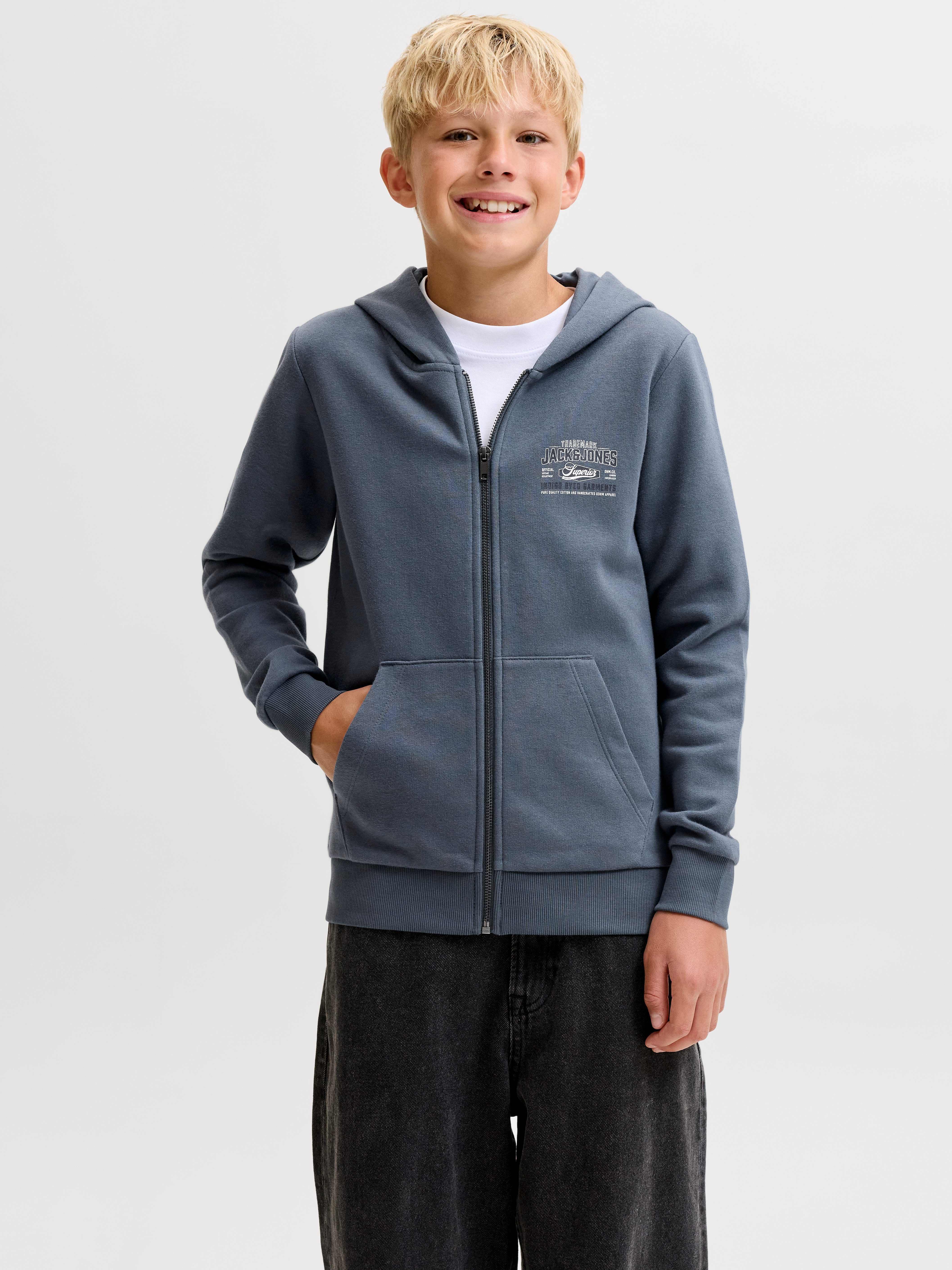 Jack & Jones Junior Kapuzensweatjacke JJELOGO SWEAT ZIP HOOD 2 COL AW26 SN JNR Baumwolle, regular fit