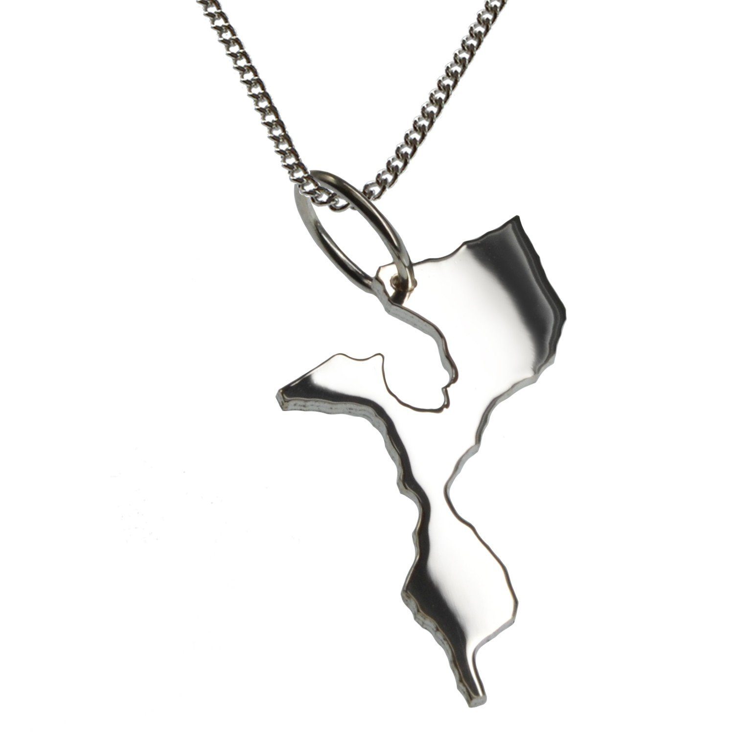 Kette mit Anhänger 50cm Halskette + Mozambik Anhänger in massiv 925 Silber