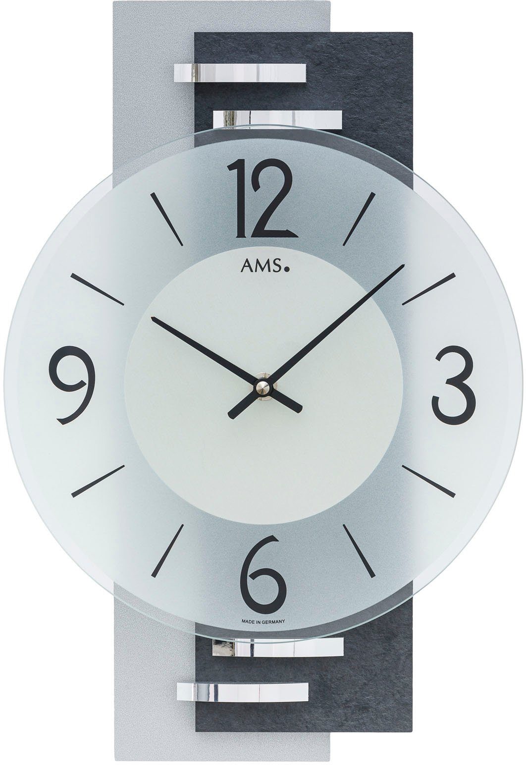 AMS Wanduhr (Exklusiv-Modell, Quarzuhr, Made in Germany, Holz, Wohnzimmer,E günstig online kaufen