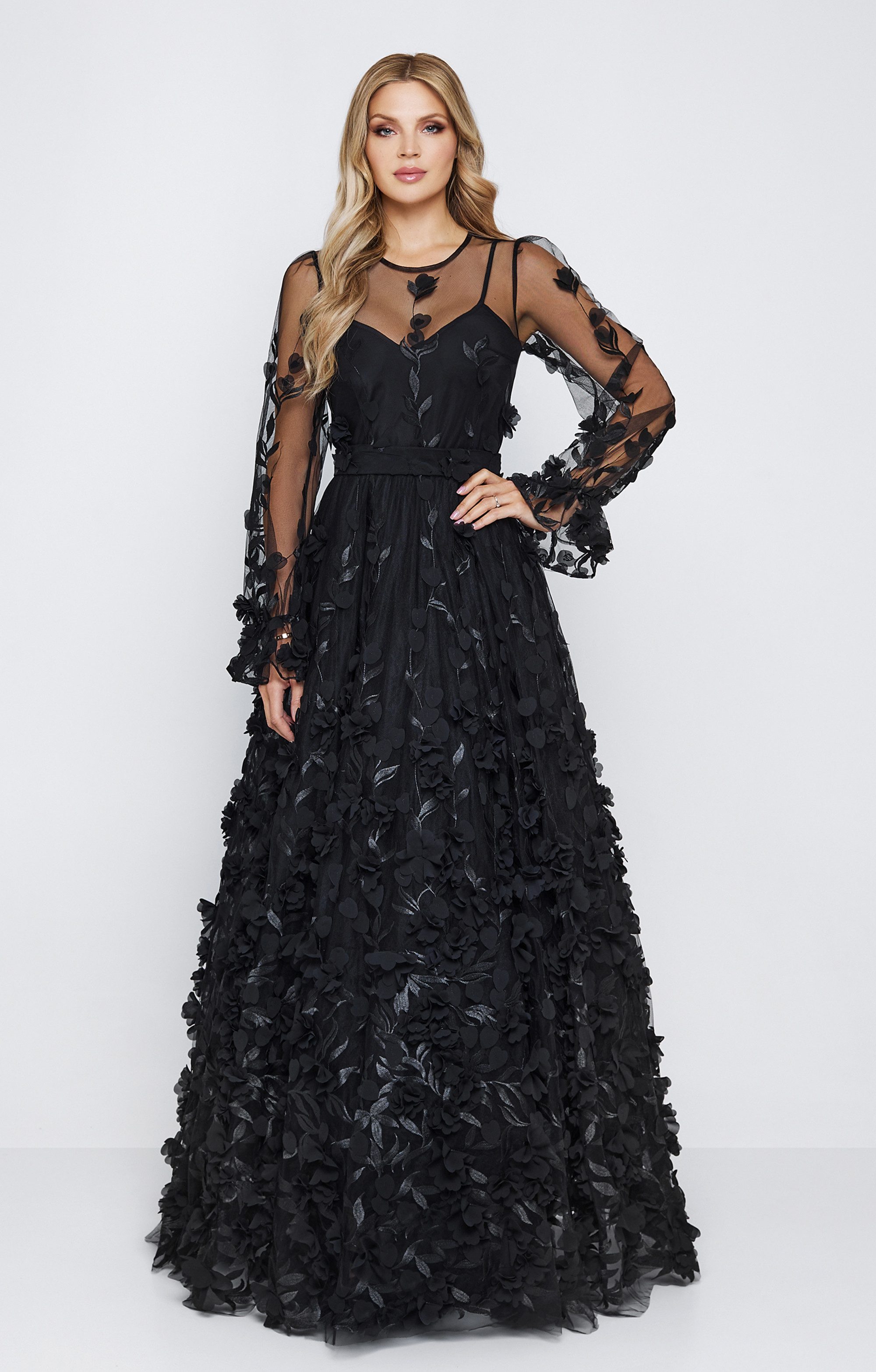 MATSOUR'I Maxikleid Francesca florale Applikationen